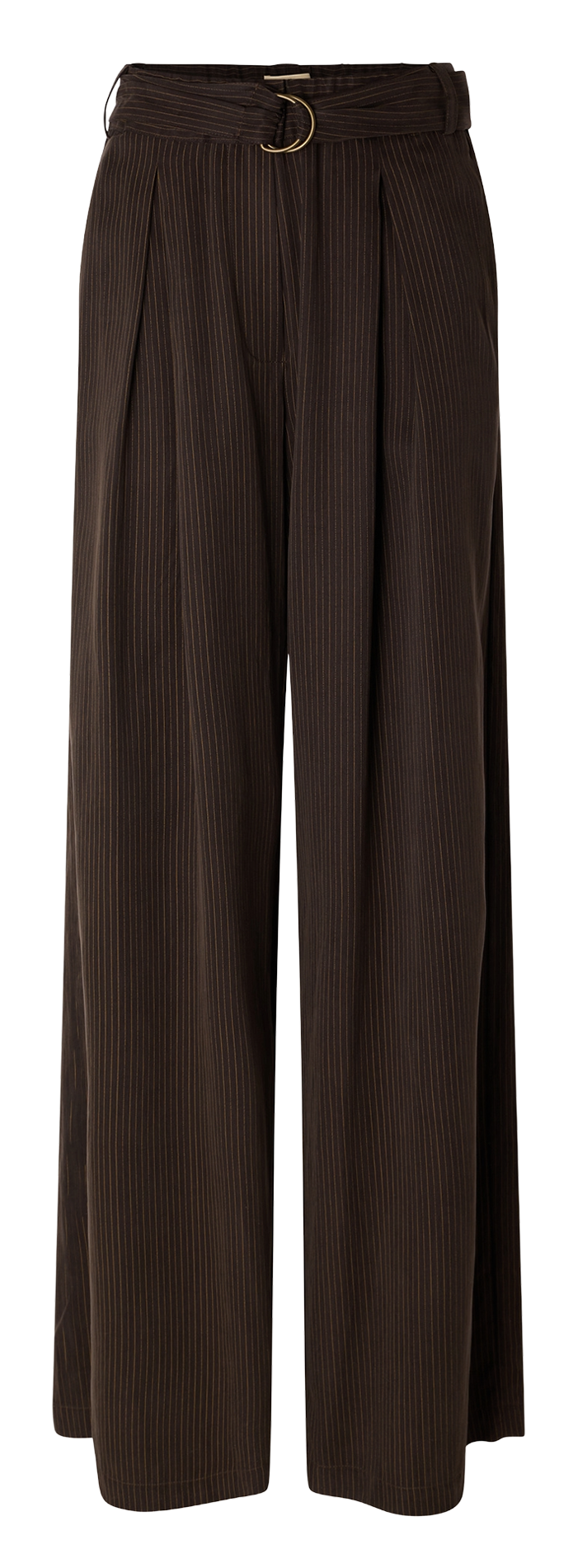 Pantalon large ceinturé rayé SESSUN Marron