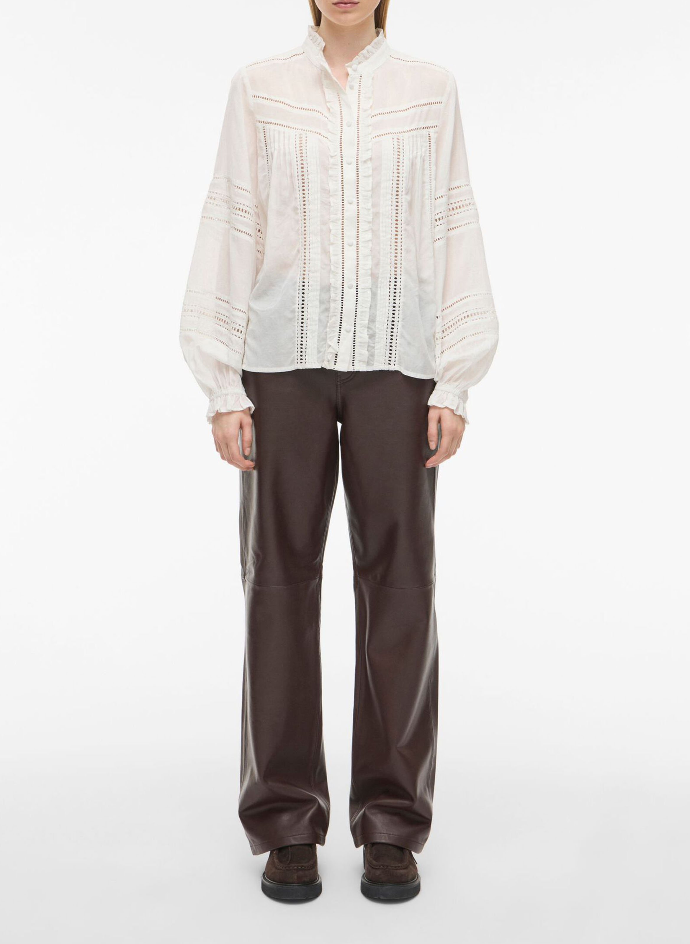 Straight-cut cotton-blend shirt ROUGE EDIT Beige