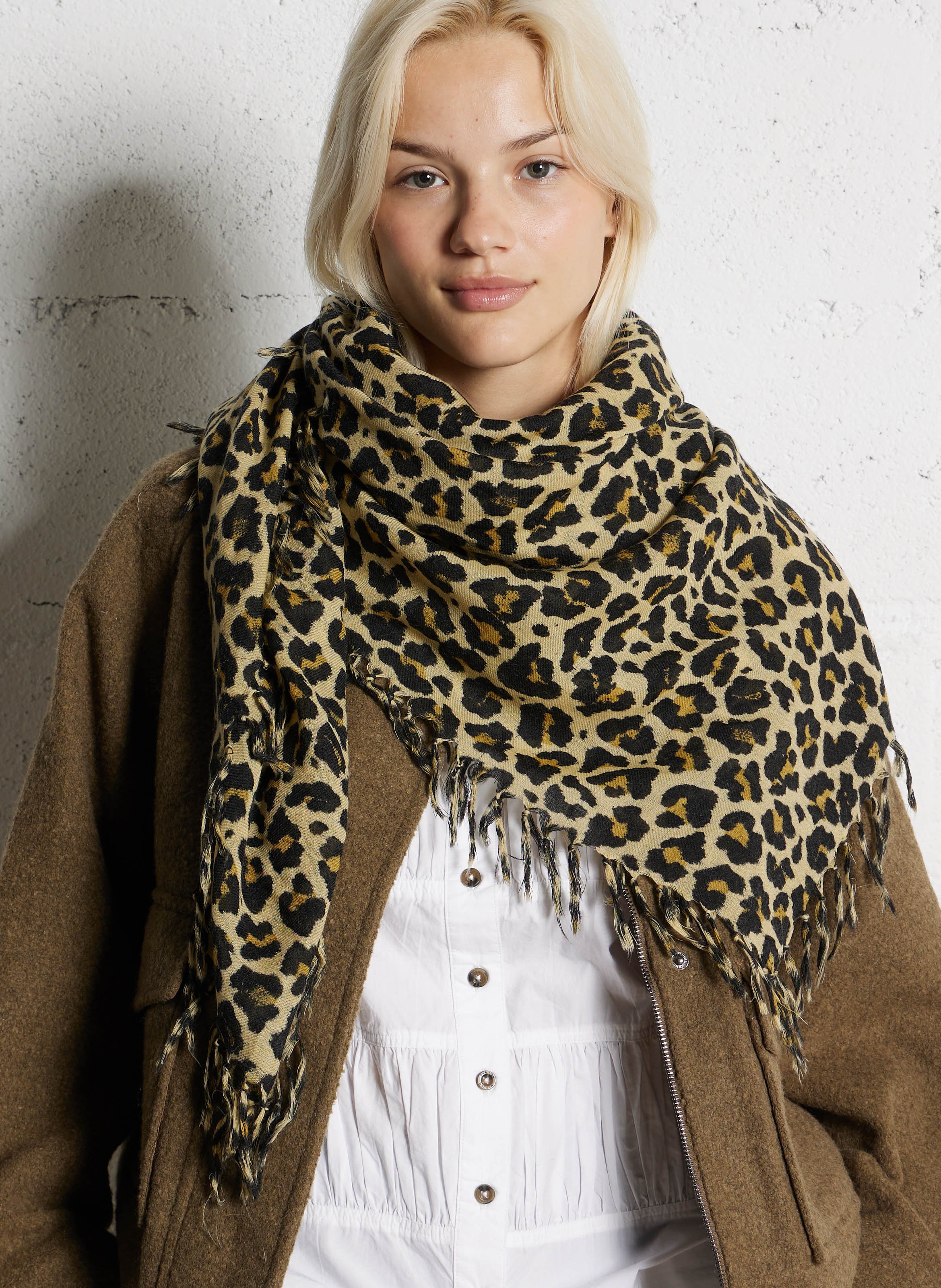 Wollen sjaal met print LEON & HARPER Beige
