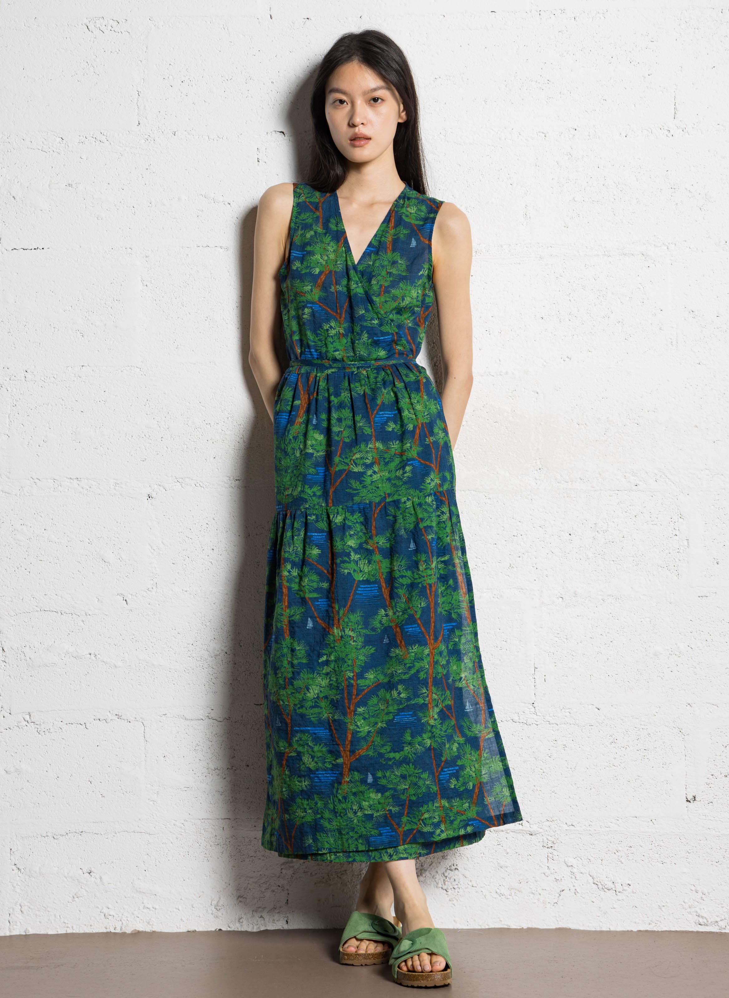 Robe sans manches cache-cœur imprimée NICE THINGS Bleu