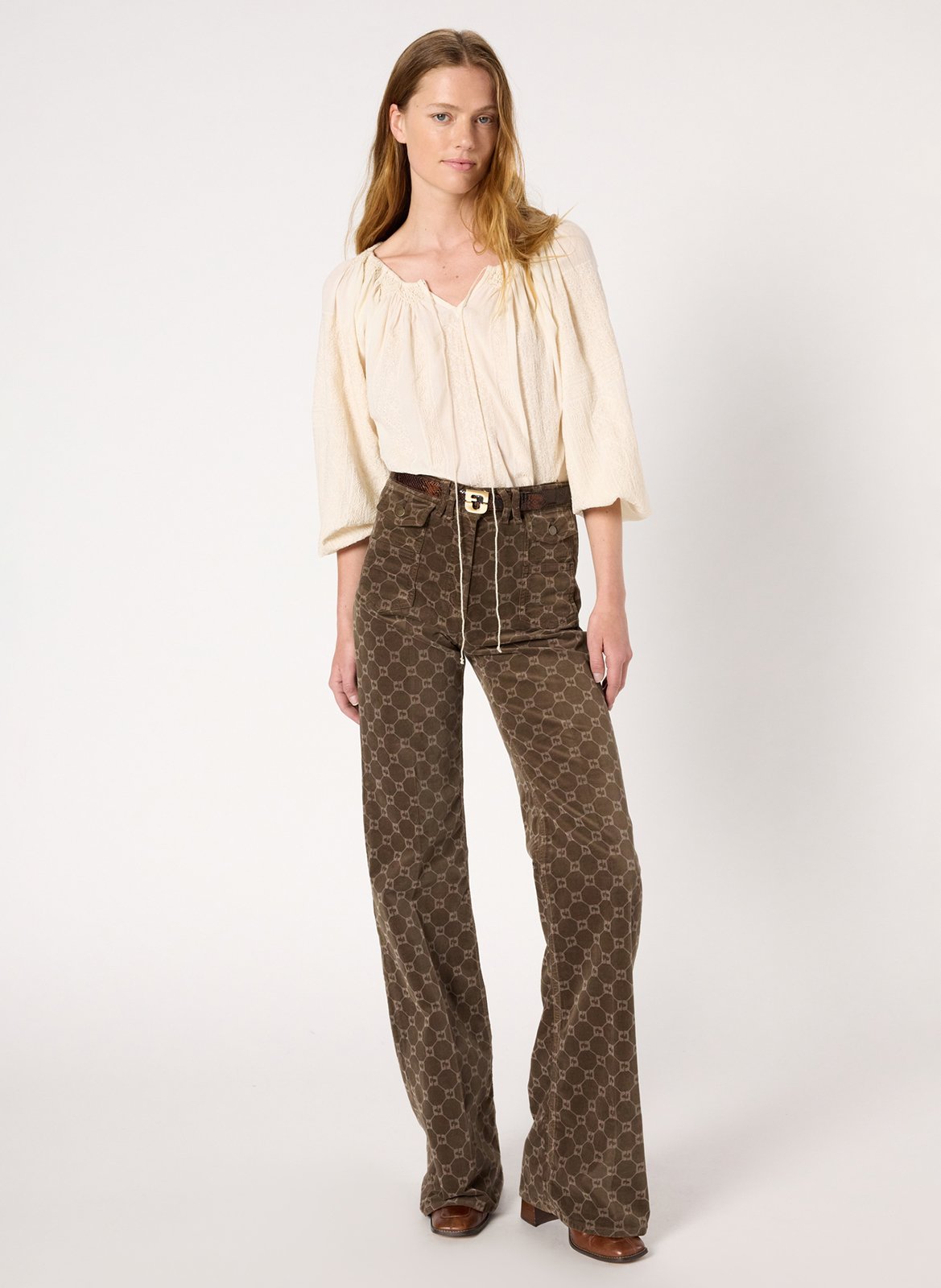 Top col rond en coton mélangé GERARD DAREL Beige