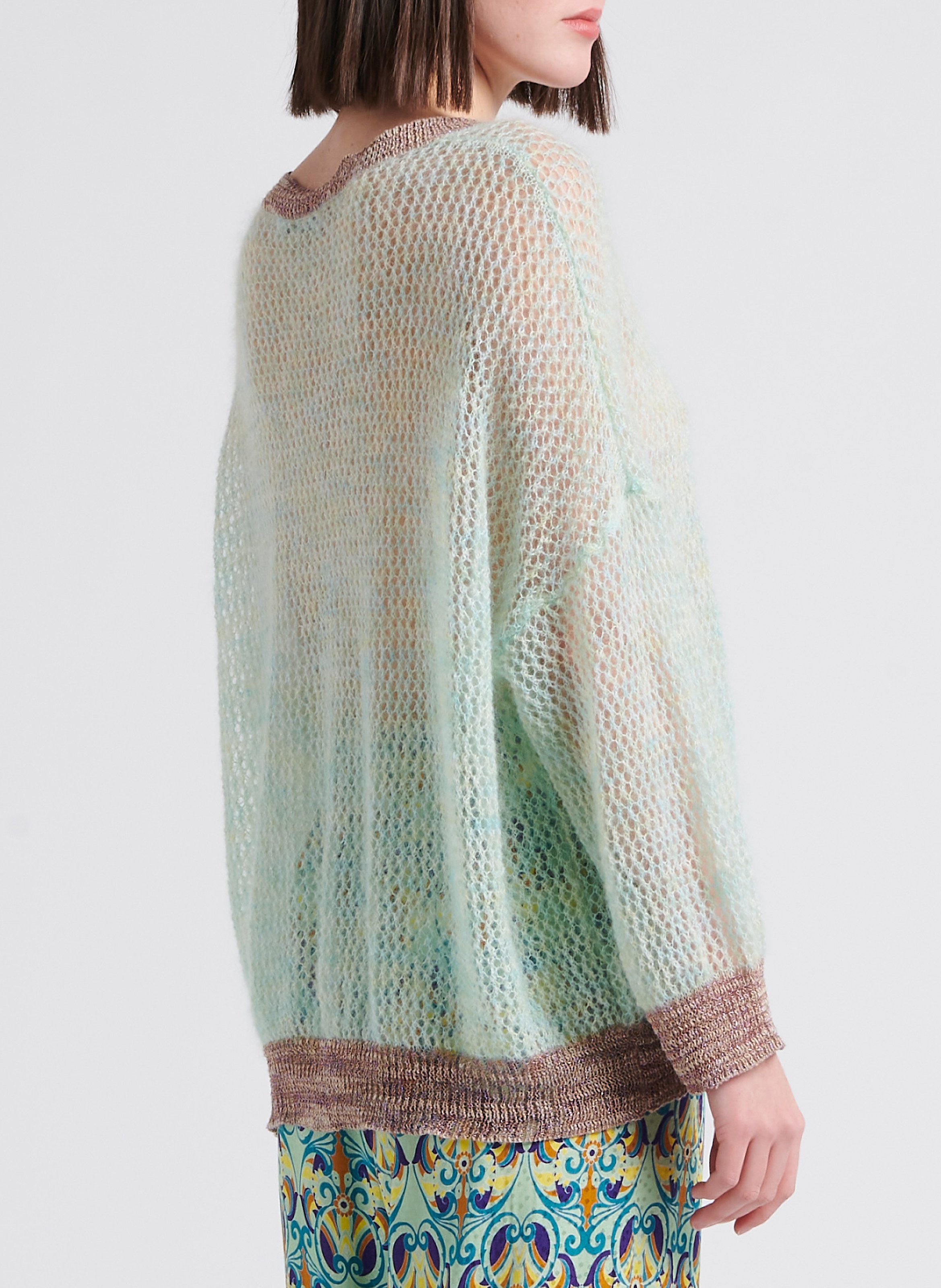 Pull ample col rond en laine mélangée Bleu