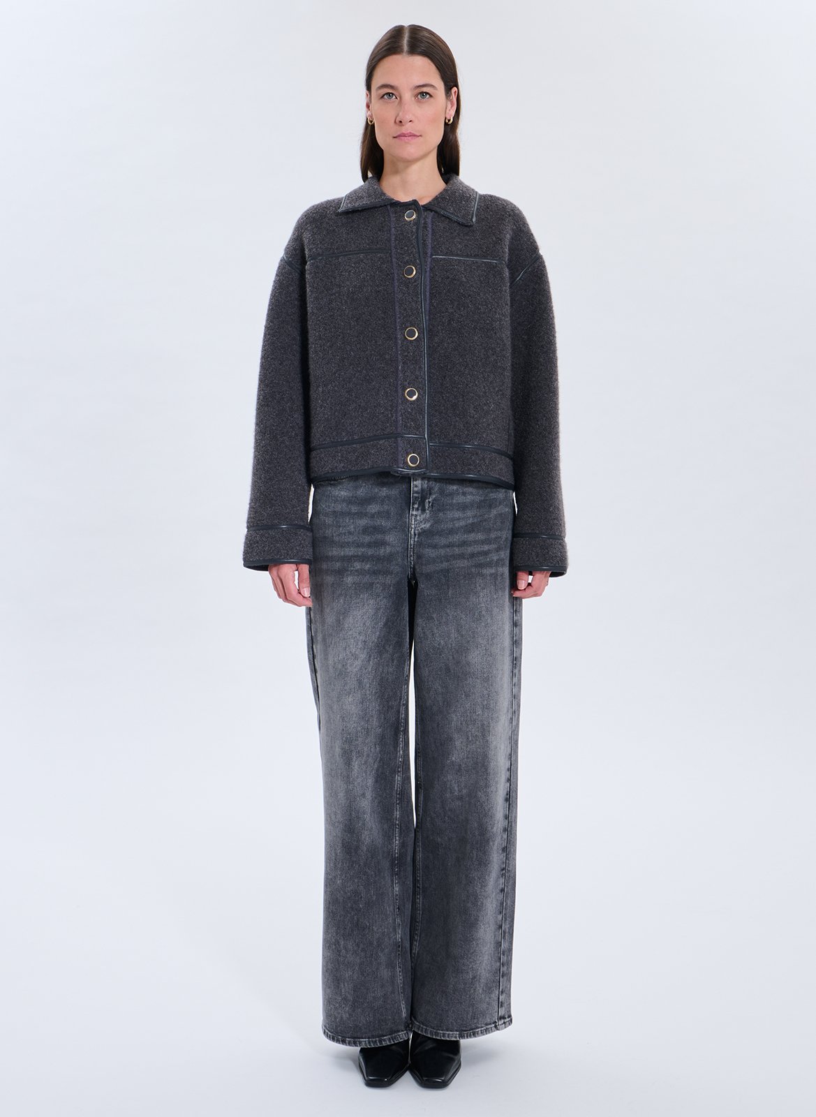 Vest met klassieke kraag - wolblend ZAPA Grijs