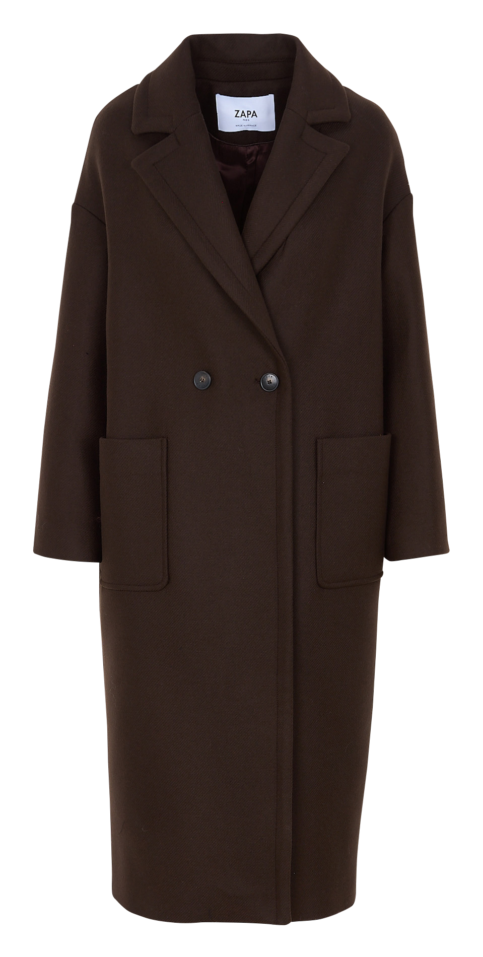 Lange jas met reverskraag van gemengde wol ZAPA