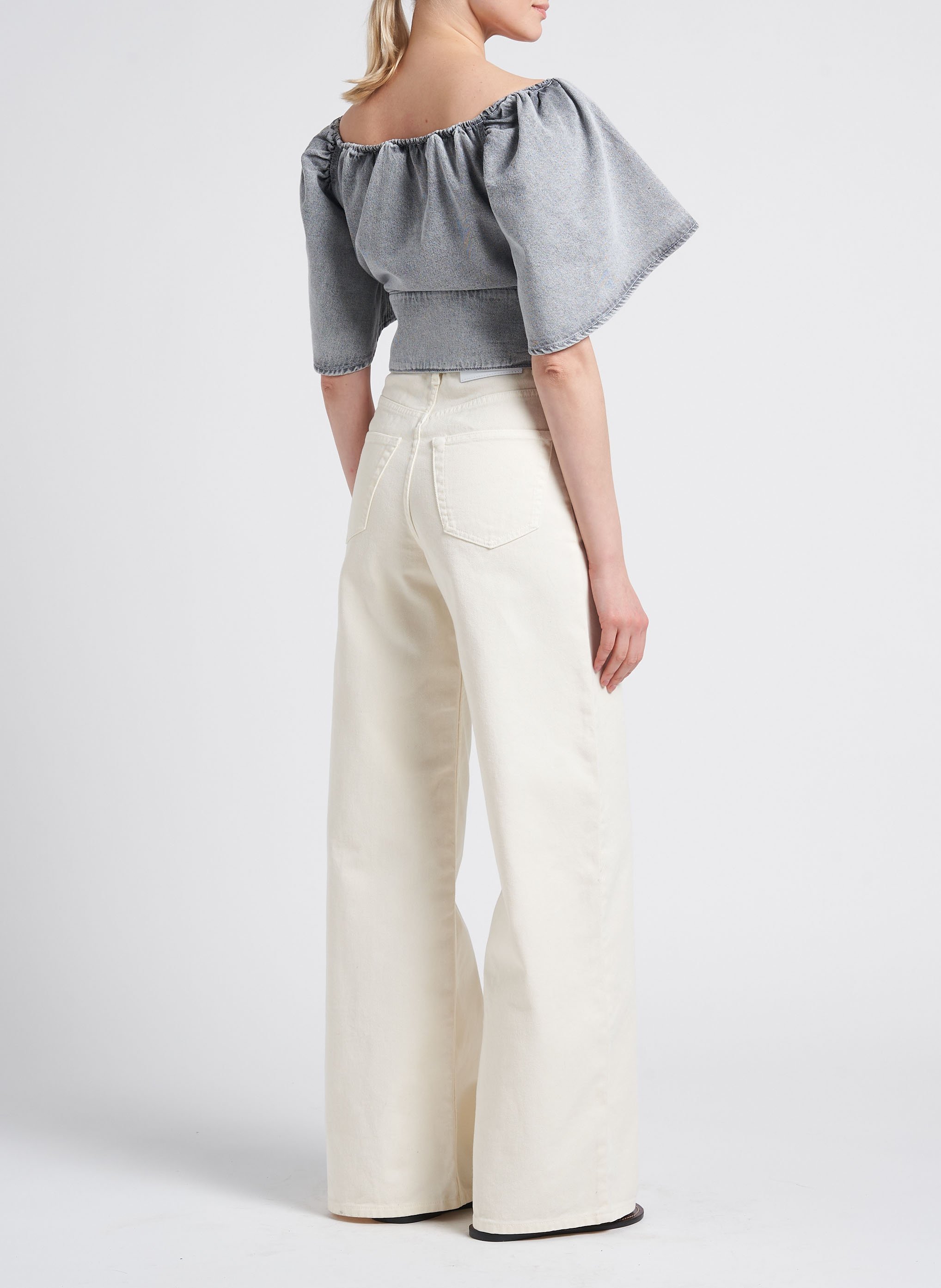 Kurzes Baumwoll-Top mit eckigem Ausschnitt IRO Grau