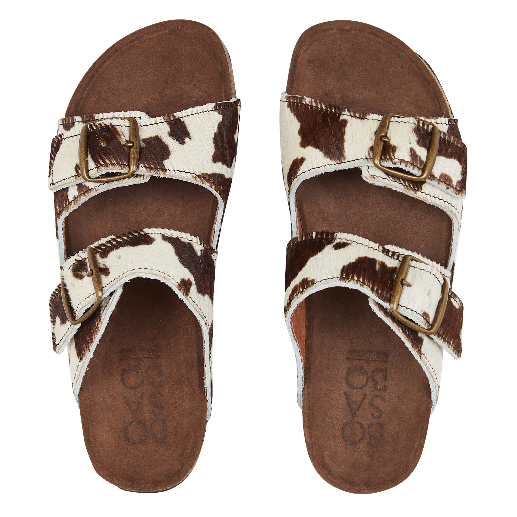 Avarca Berlin - Flache Ledersandalen mit Samt BOSABO Braun