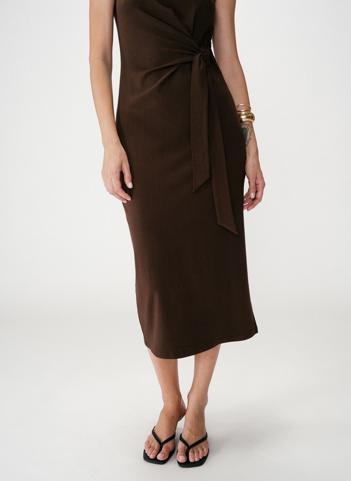 Robe midi col rond  GRACE ET MILA Marron