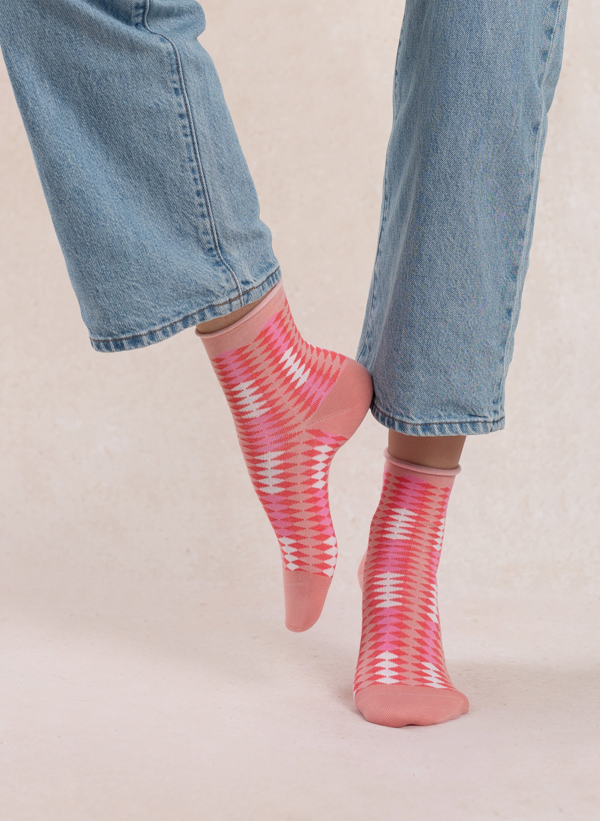 Chaussettes en coton mélangé imprimé BLEUFORET Rose