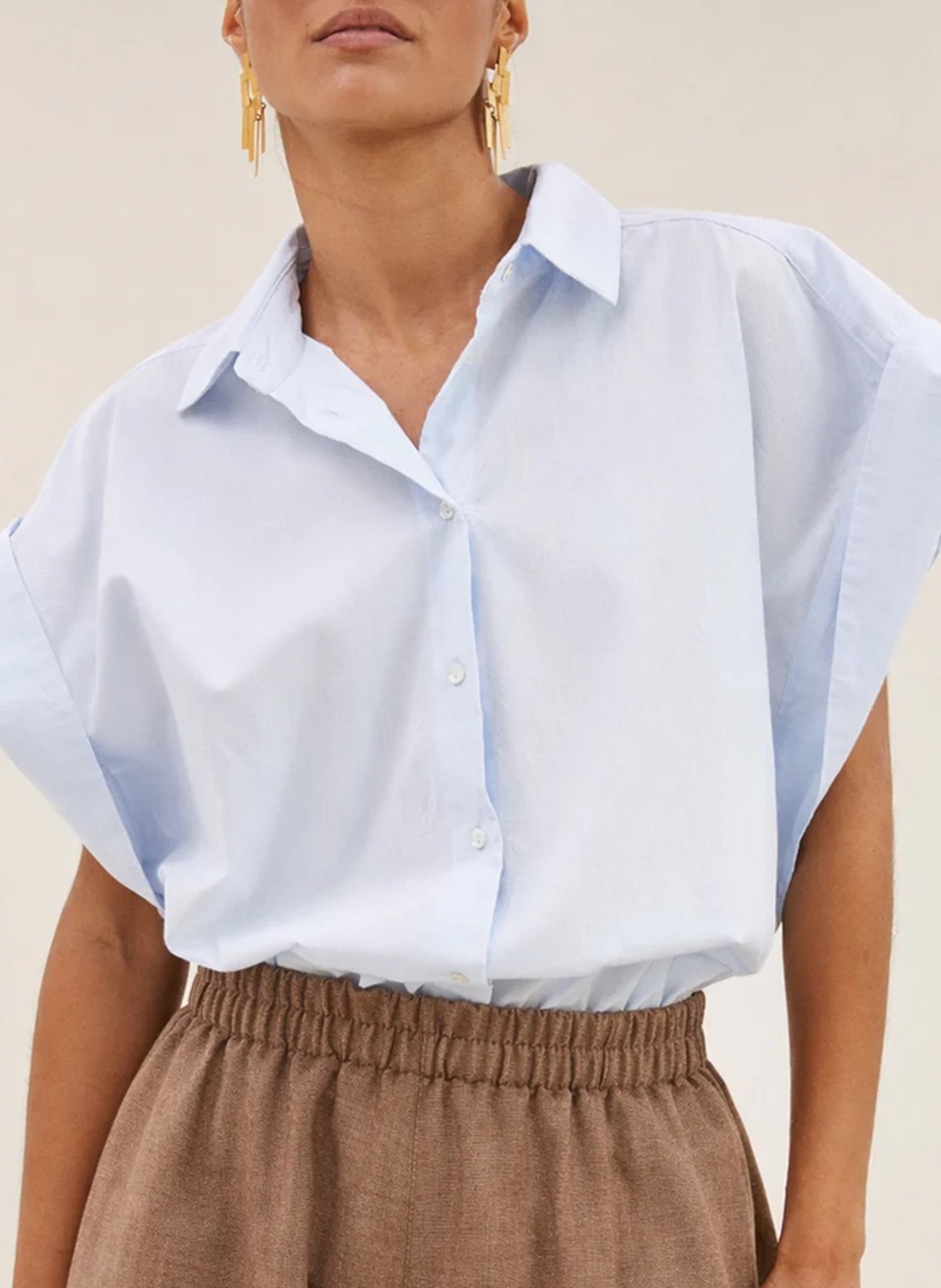 Chemise droite col classique en coton BY BAR Bleu