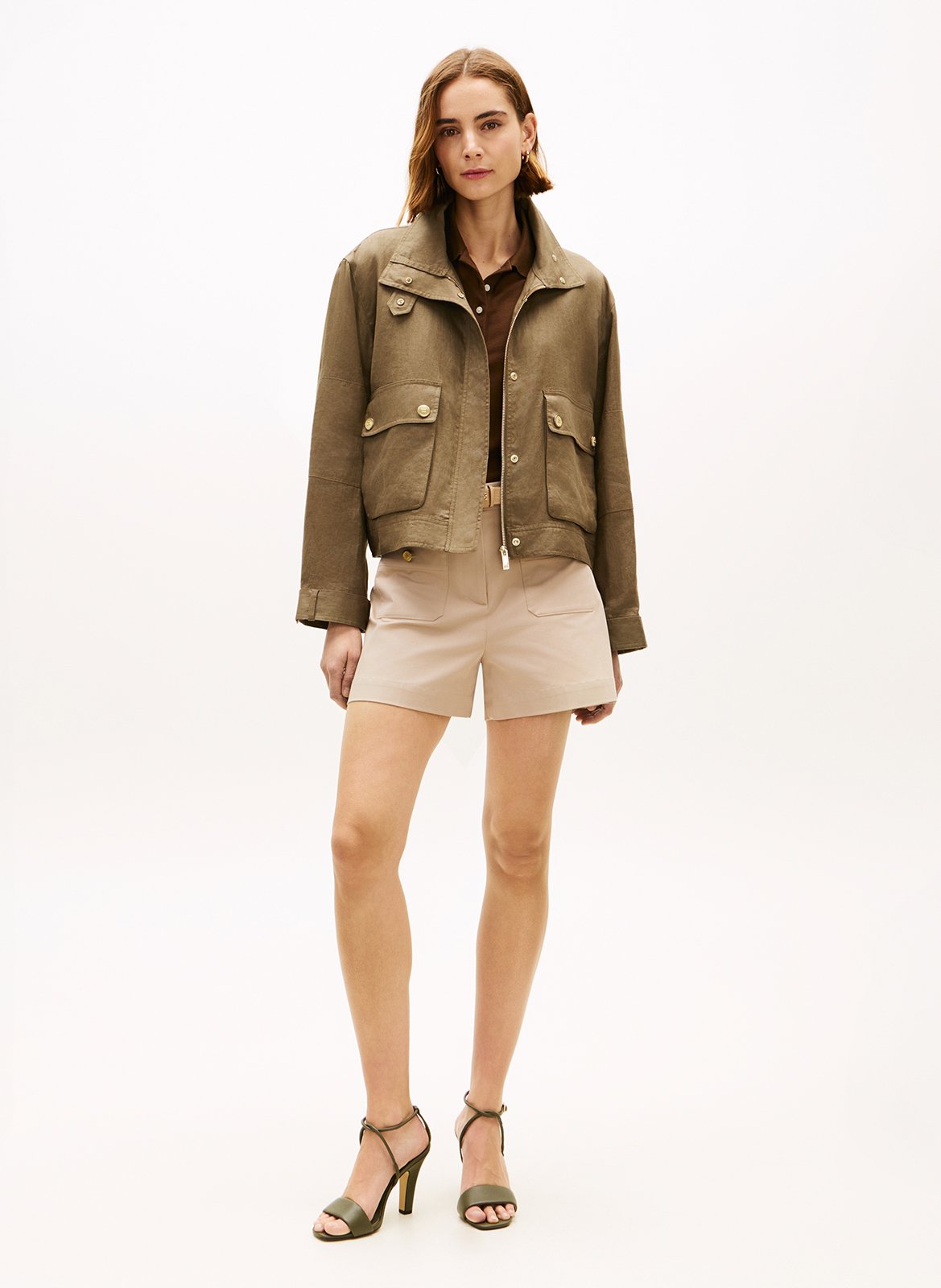 Veste col montant en lin TOMMY HILFIGER Green