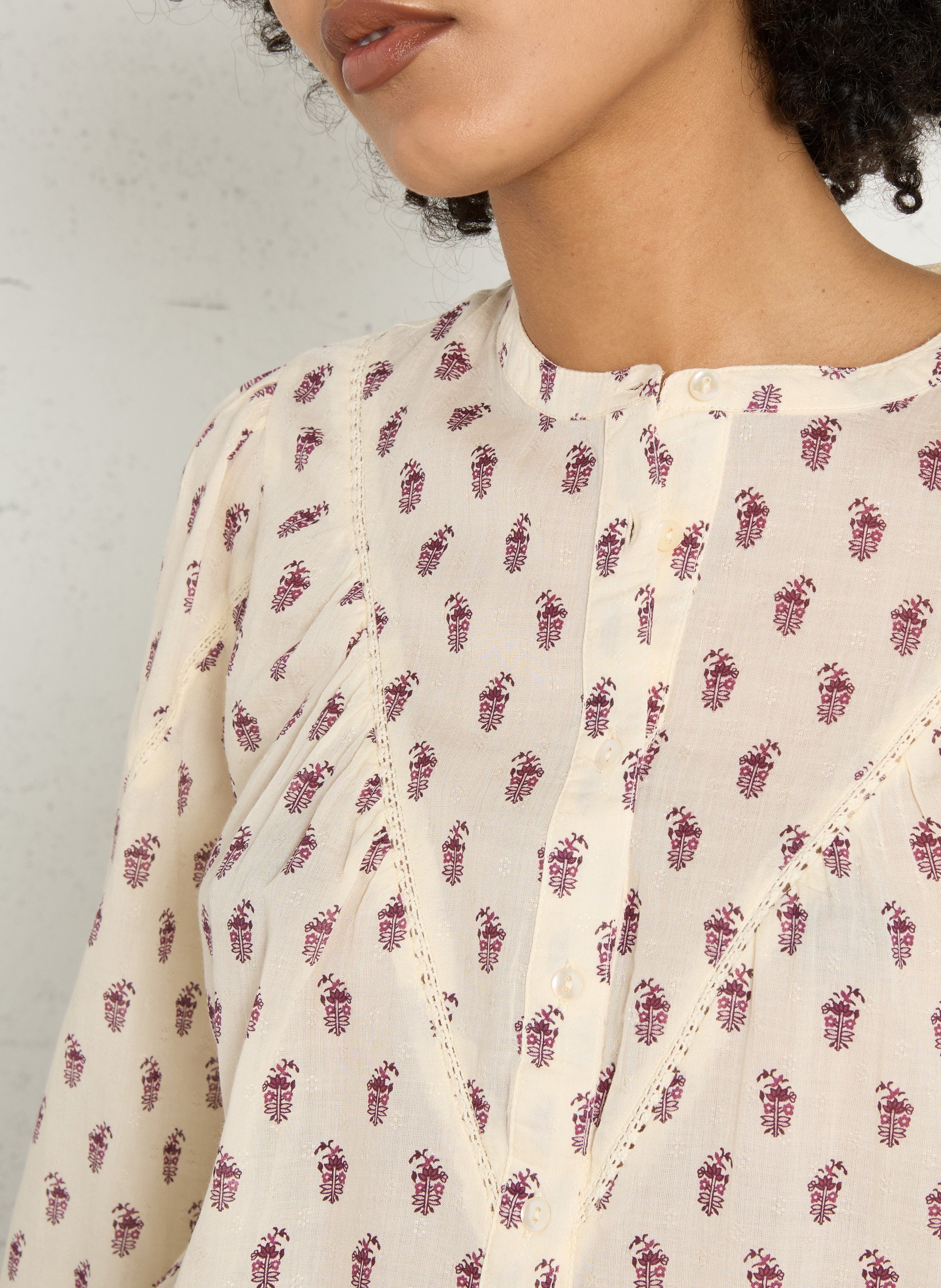 Straight round neck printed blouse MAISON 123 White