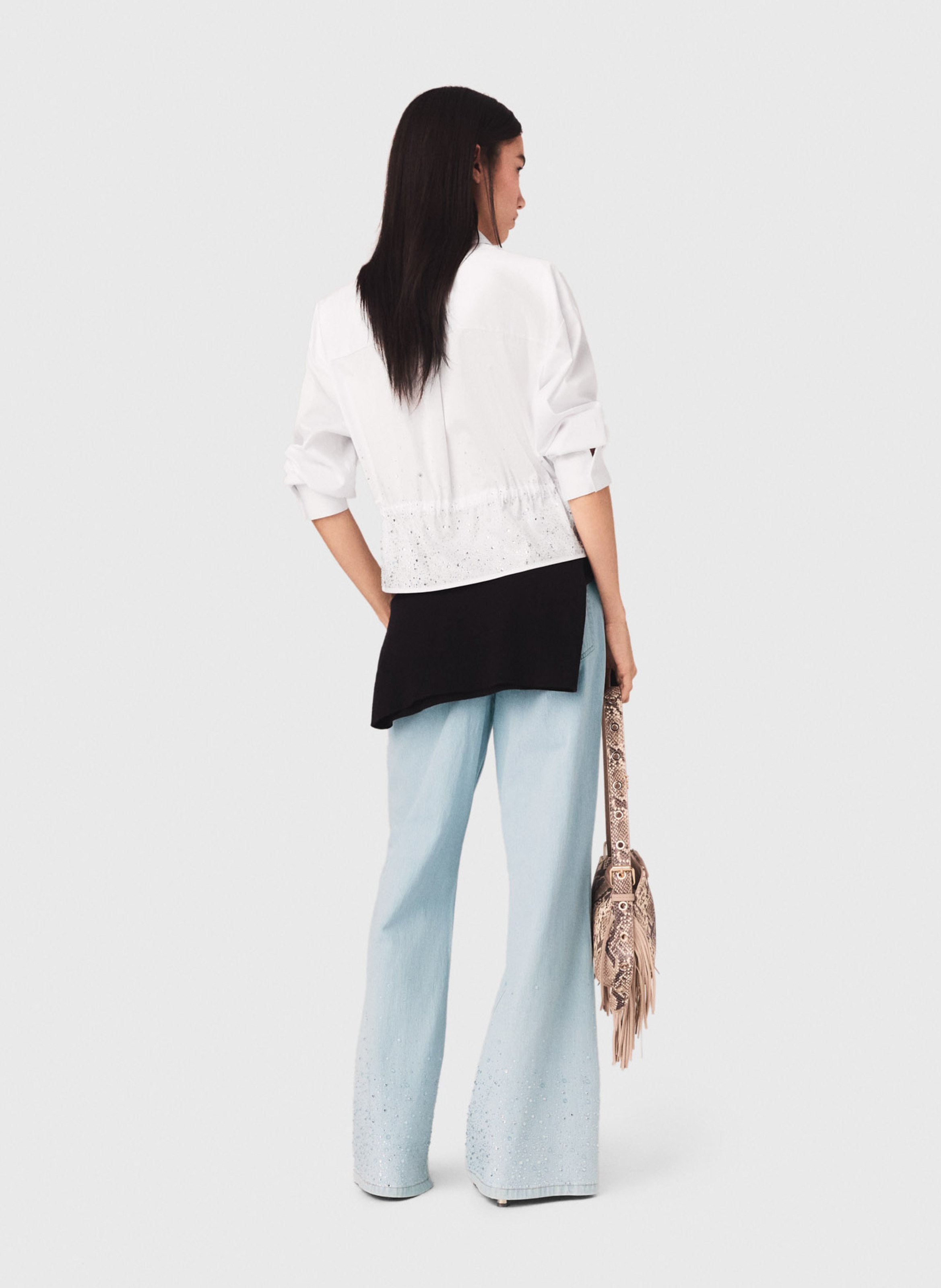 Gestreepte, katoenen blouse MAJE Wit