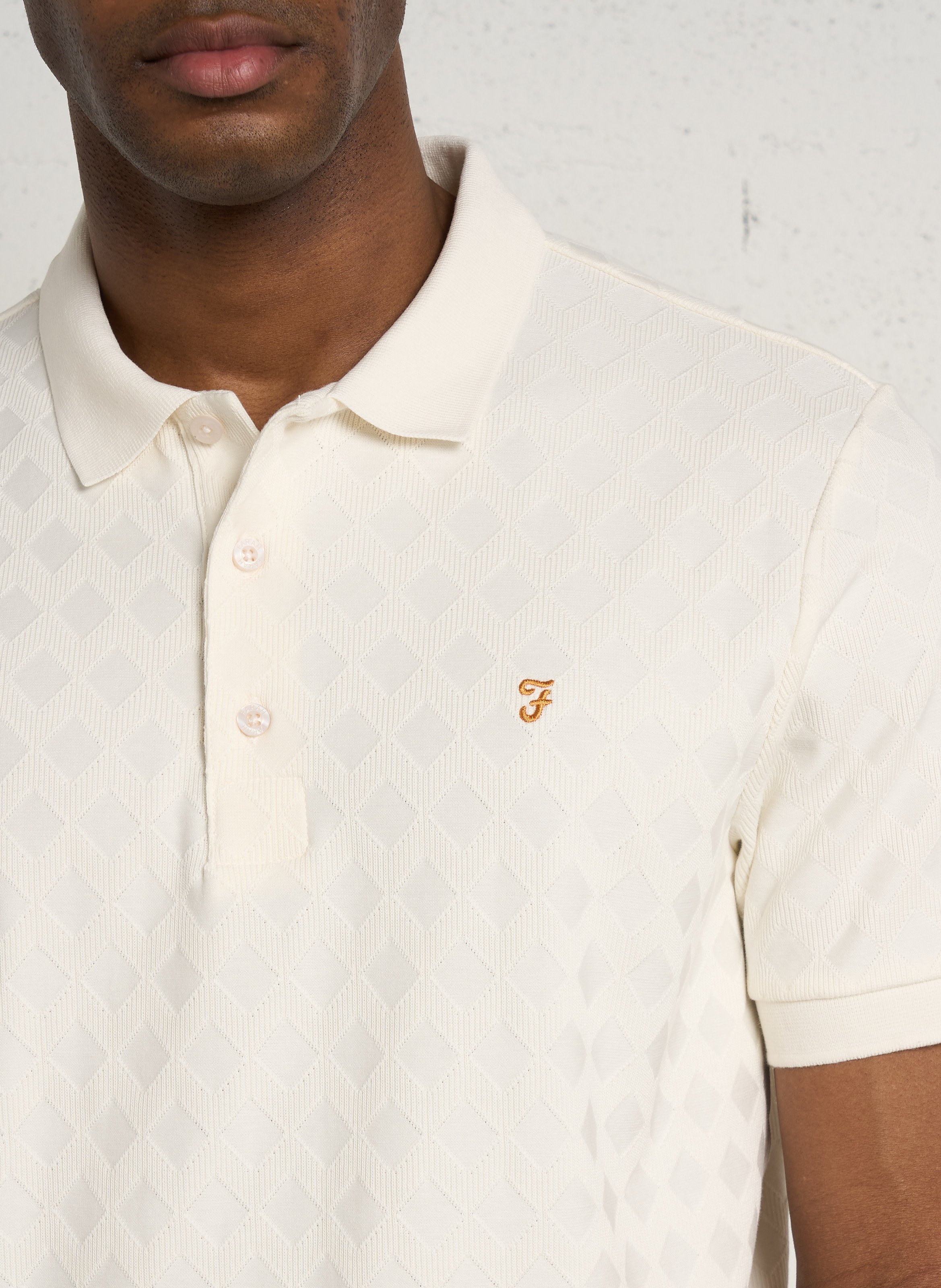 Polo regular-fit motif zigzag en coton bio stretch FARAH Blanc