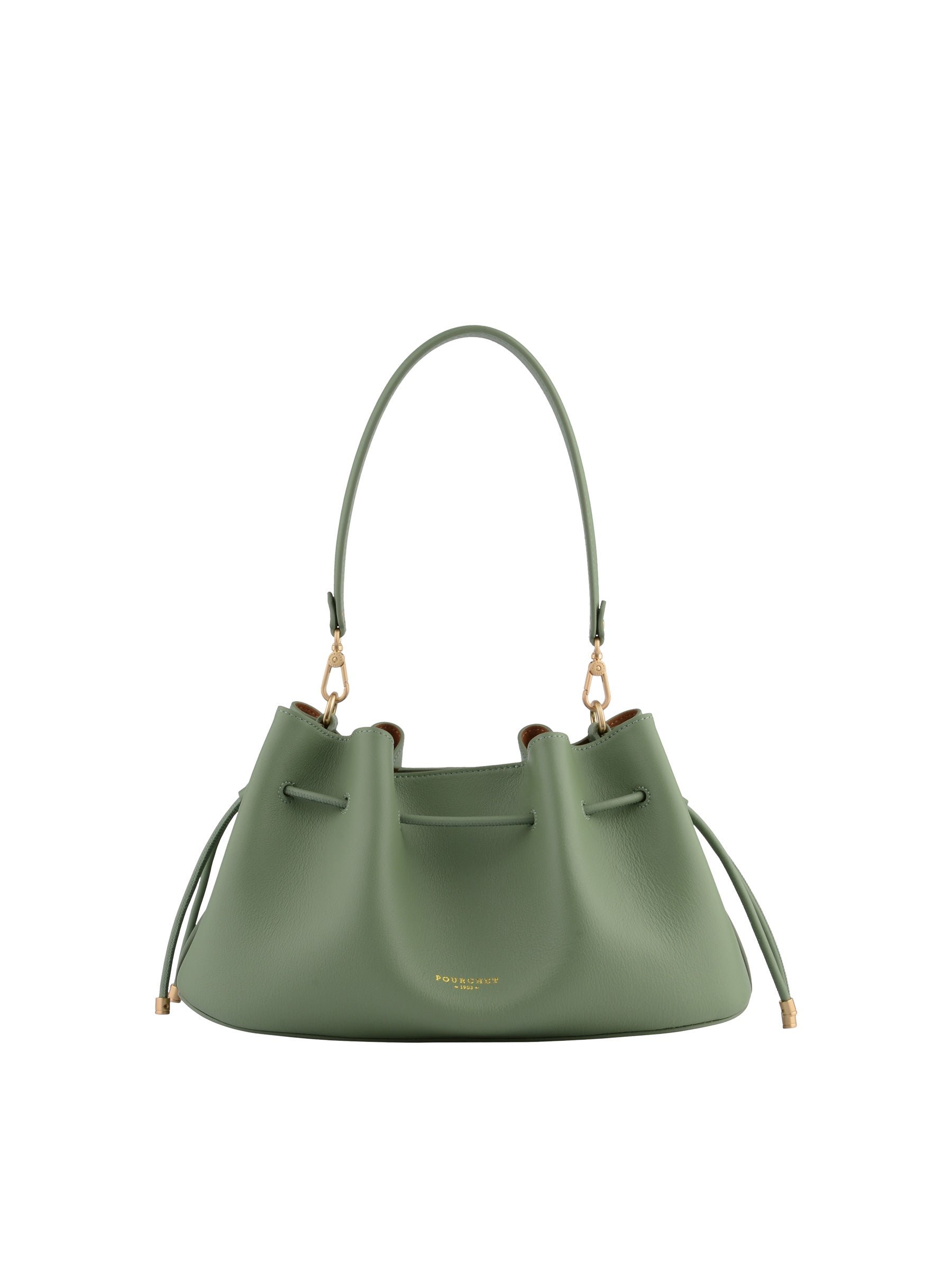 Calfskin leather shoulder bag POURCHET Green