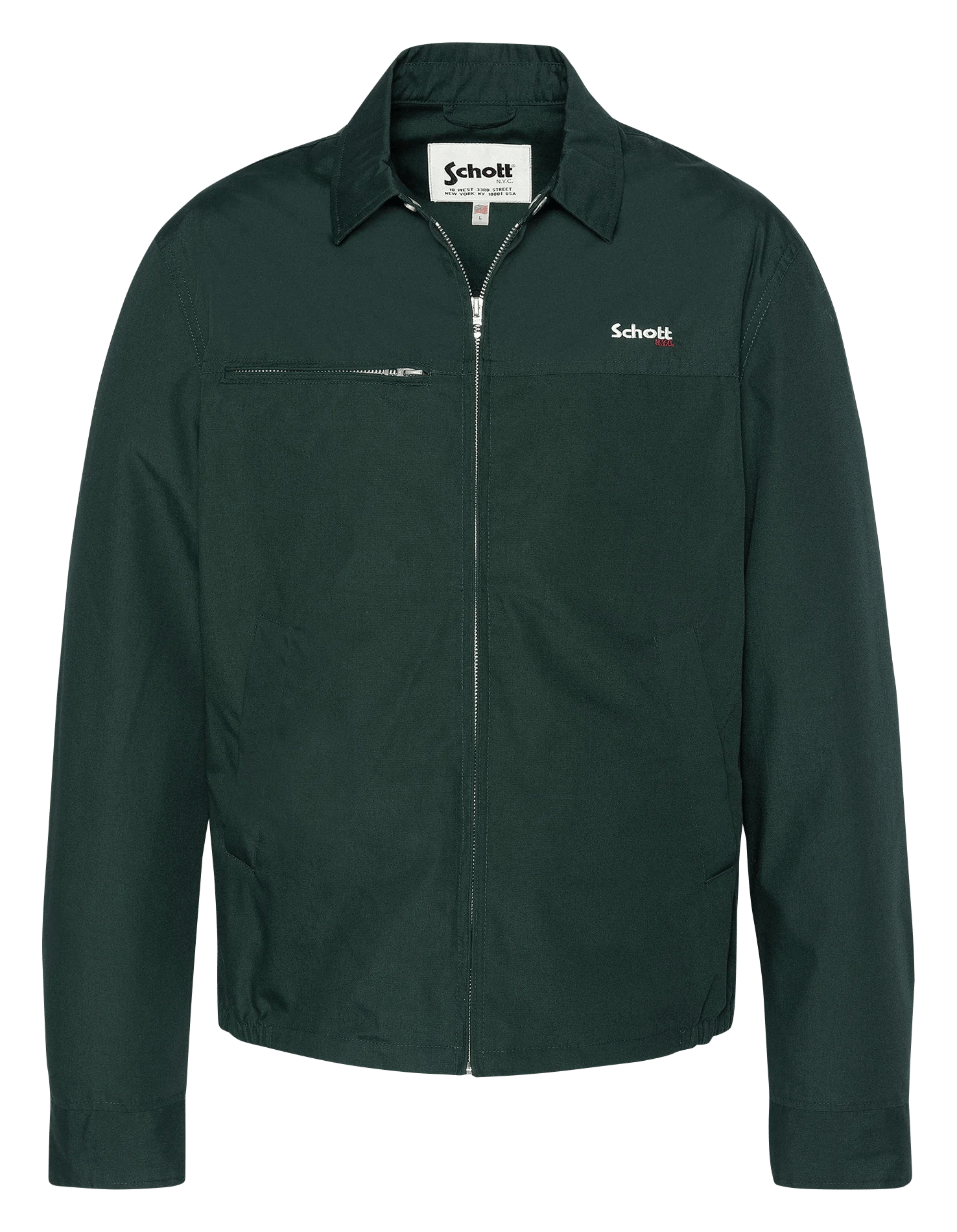 Gerade geschnittene Jacke mit Reißverschluss und Taschen. SCHOTT