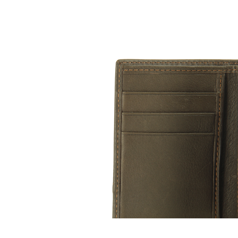 Calfskin leather credit-card holder POURCHET Brown