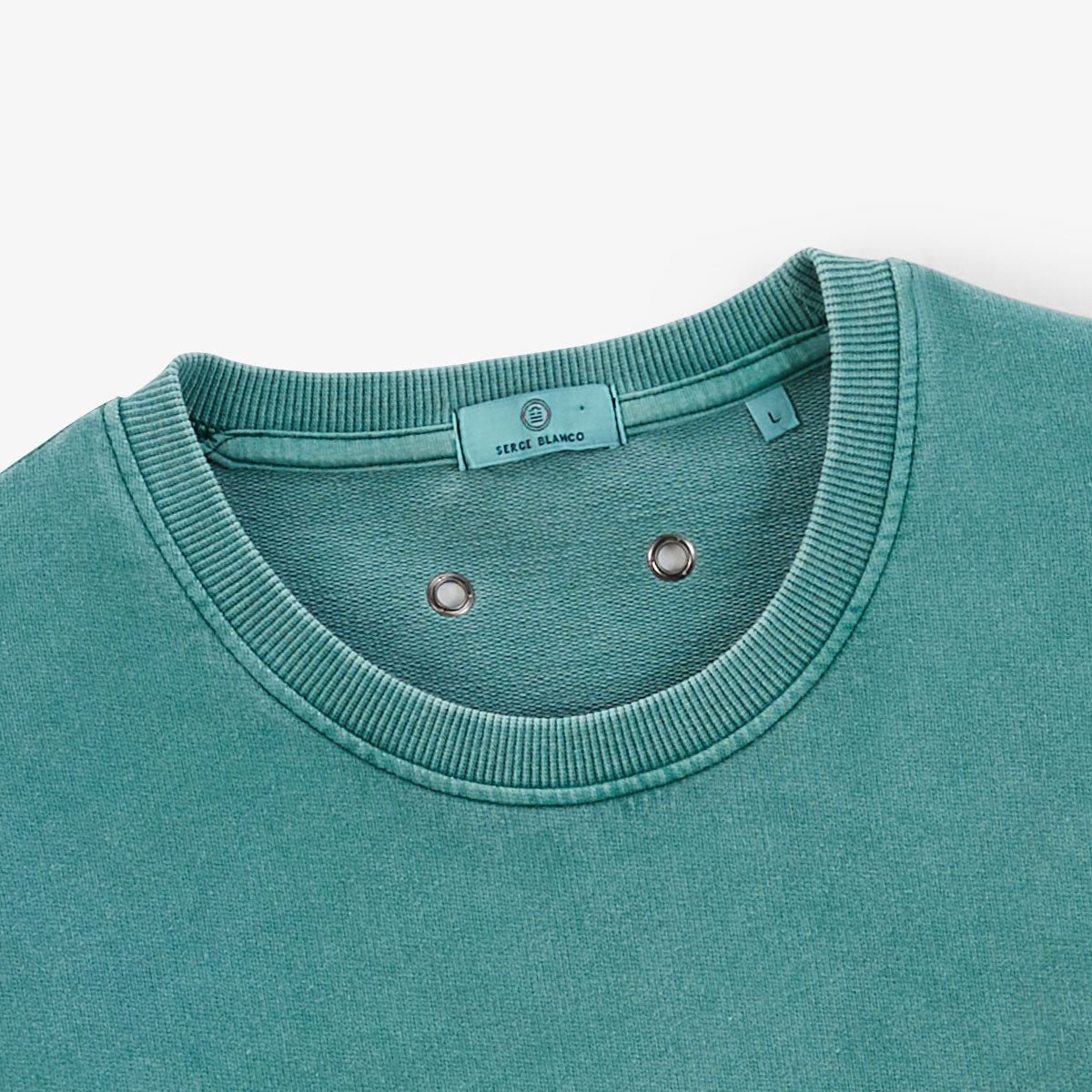 Round neck sweatshirt in old dye cotton SERGE BLANCO Green
