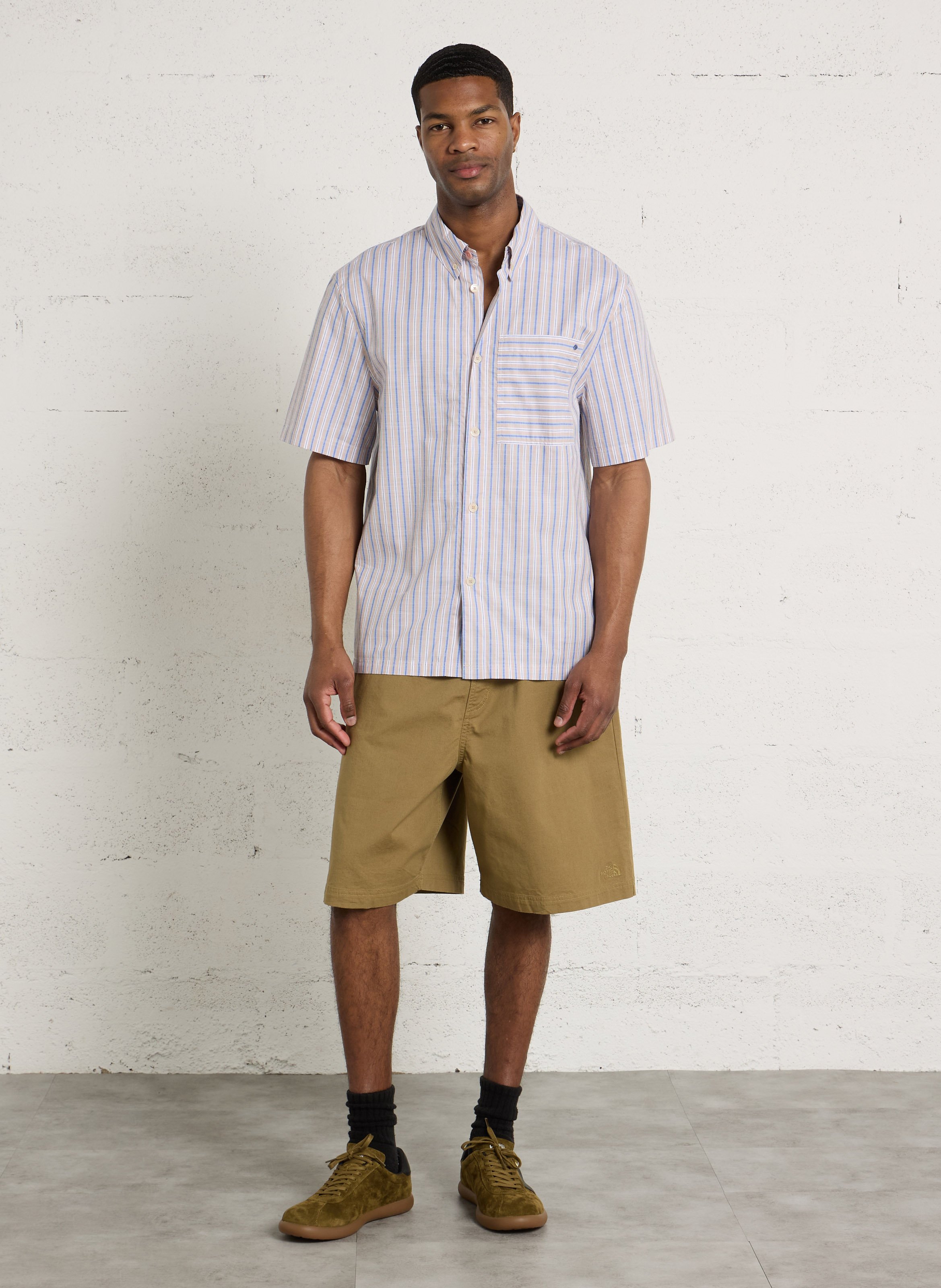 Camisa recta a rayas cuello americano PAUL SMITH Beige