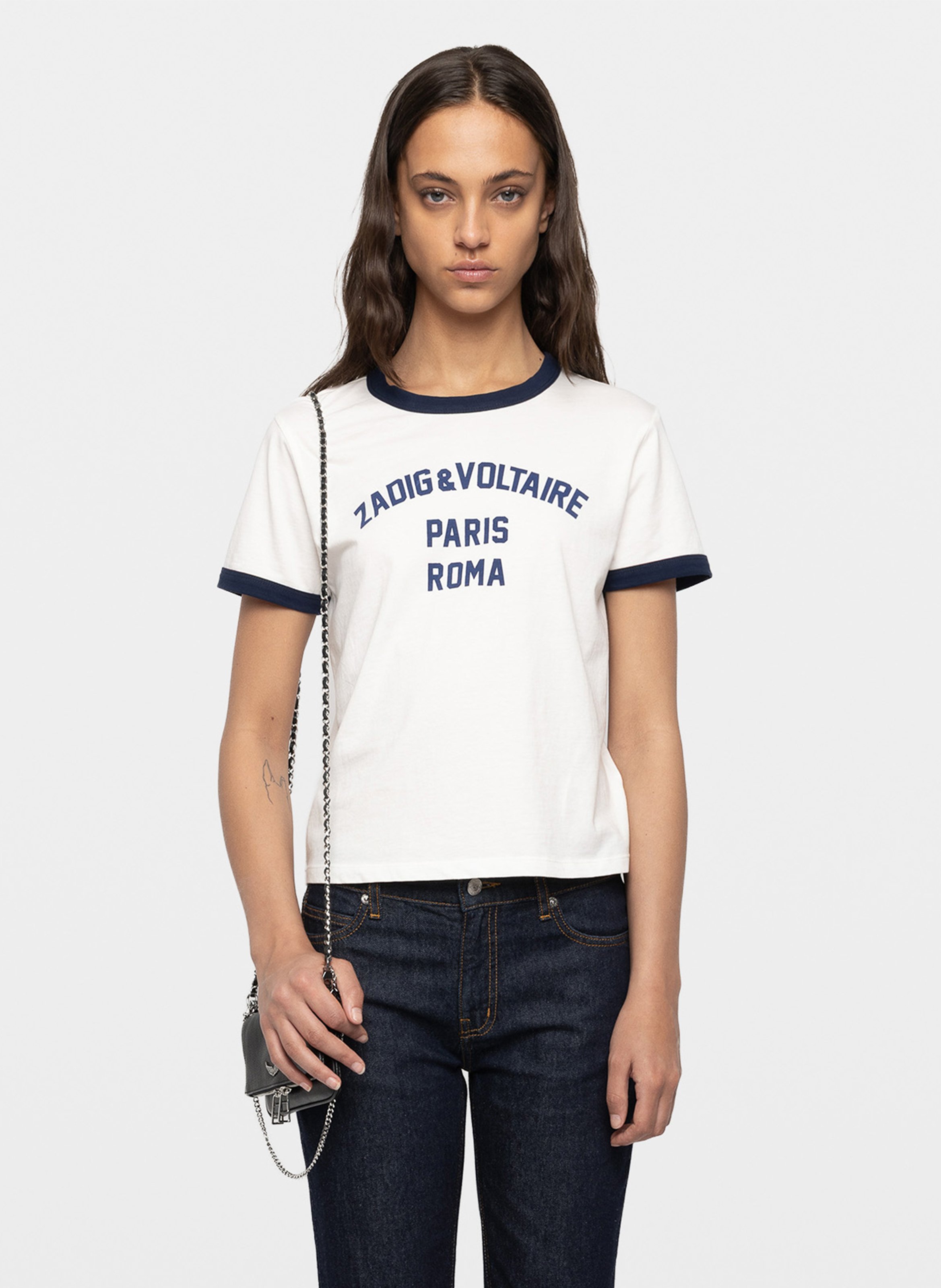 Tee-shirt droit col rond imprimé en coton bio ZADIG&VOLTAIRE White