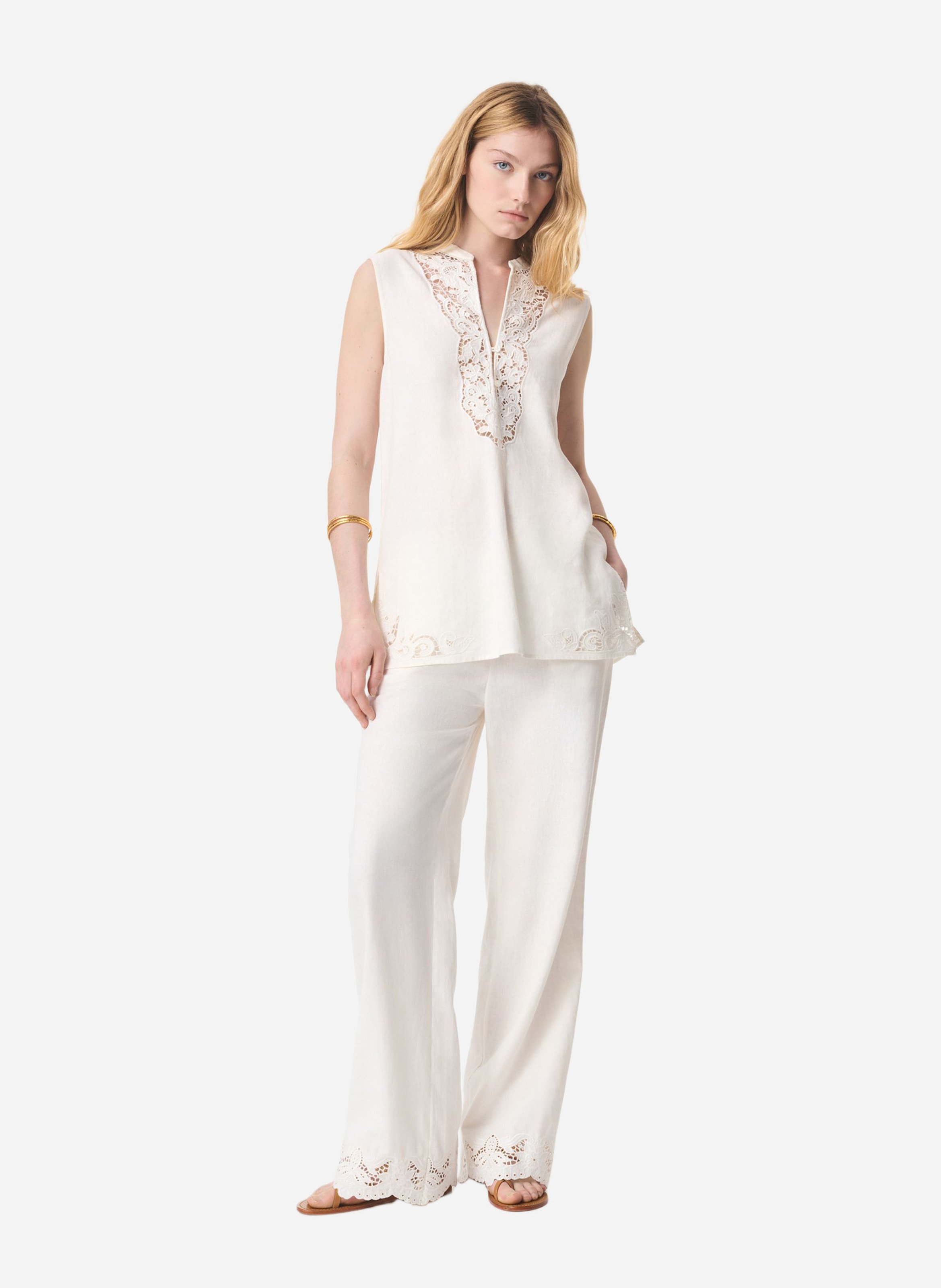 Pantalon droit fluide uni VANESSA BRUNO Blanc