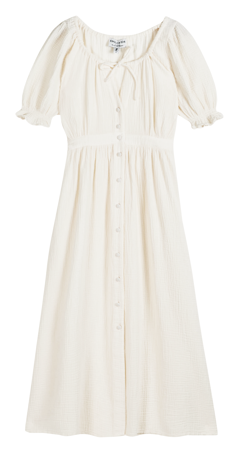 Long round-neck cotton gauze dress EMILE ET IDA Beige