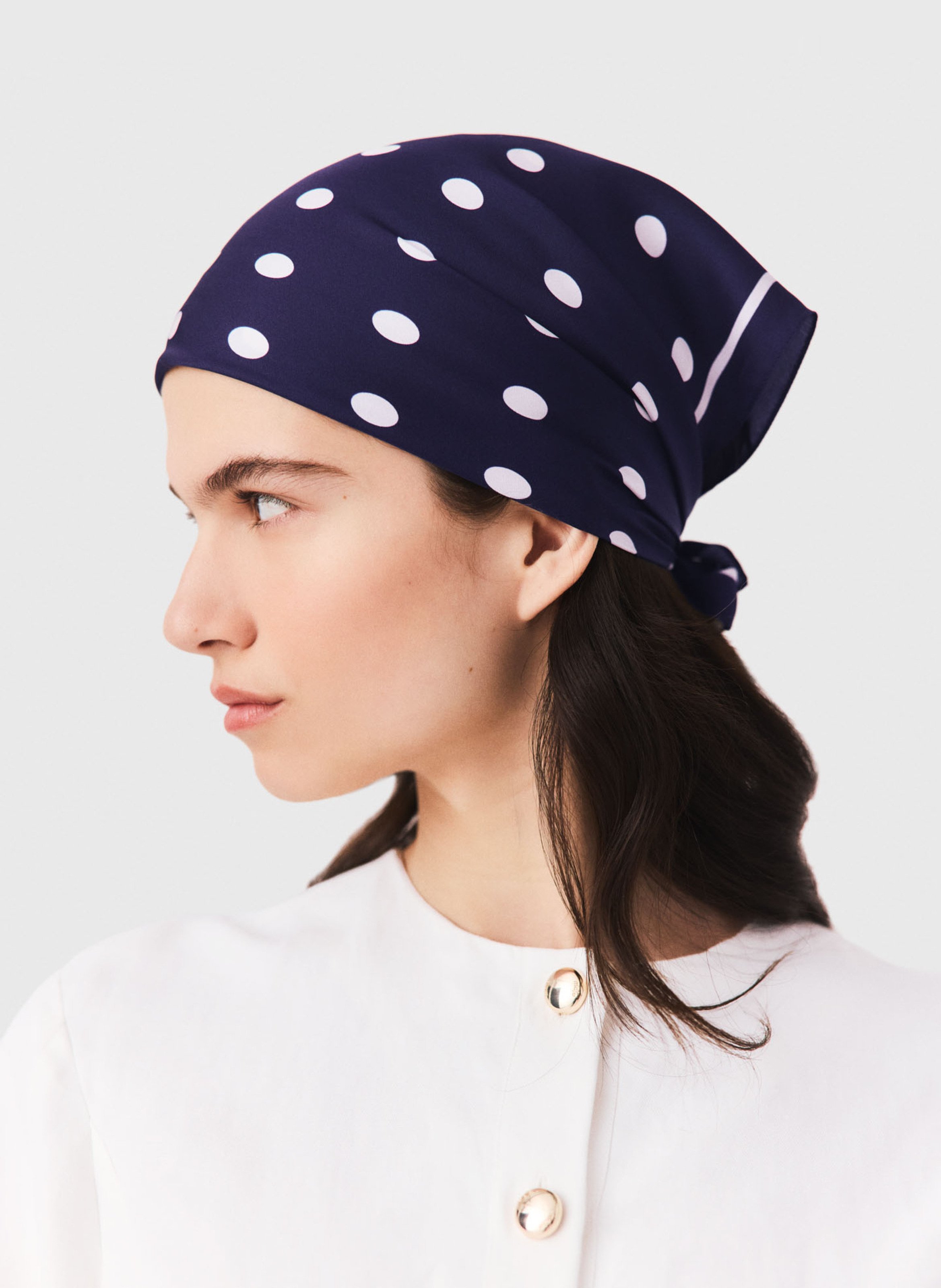 Foulard à pois en soie MAJE Bleu