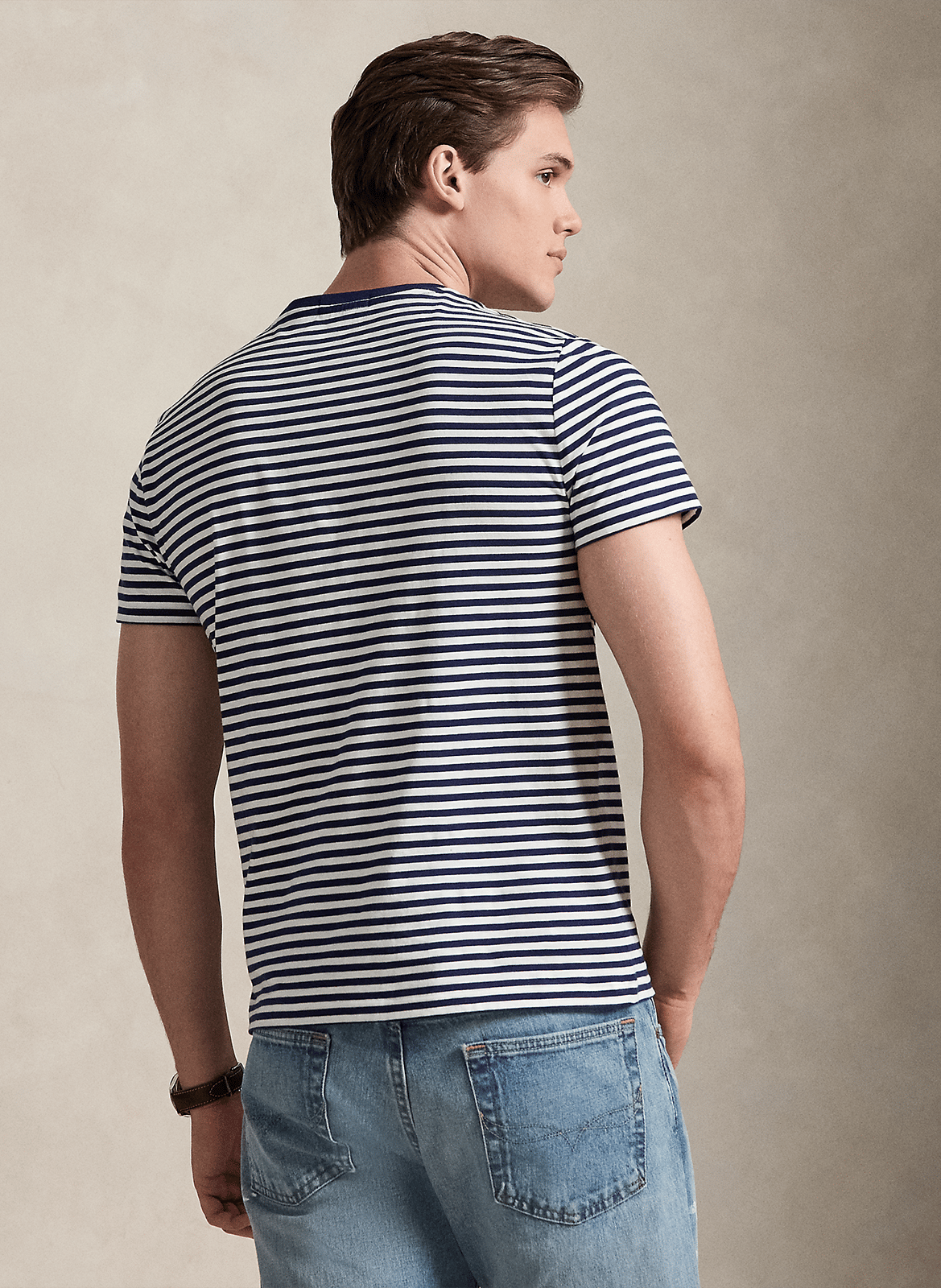 Recht, katoenen T-shirt met ronde hals en strepen POLO RALPH LAUREN Blauw