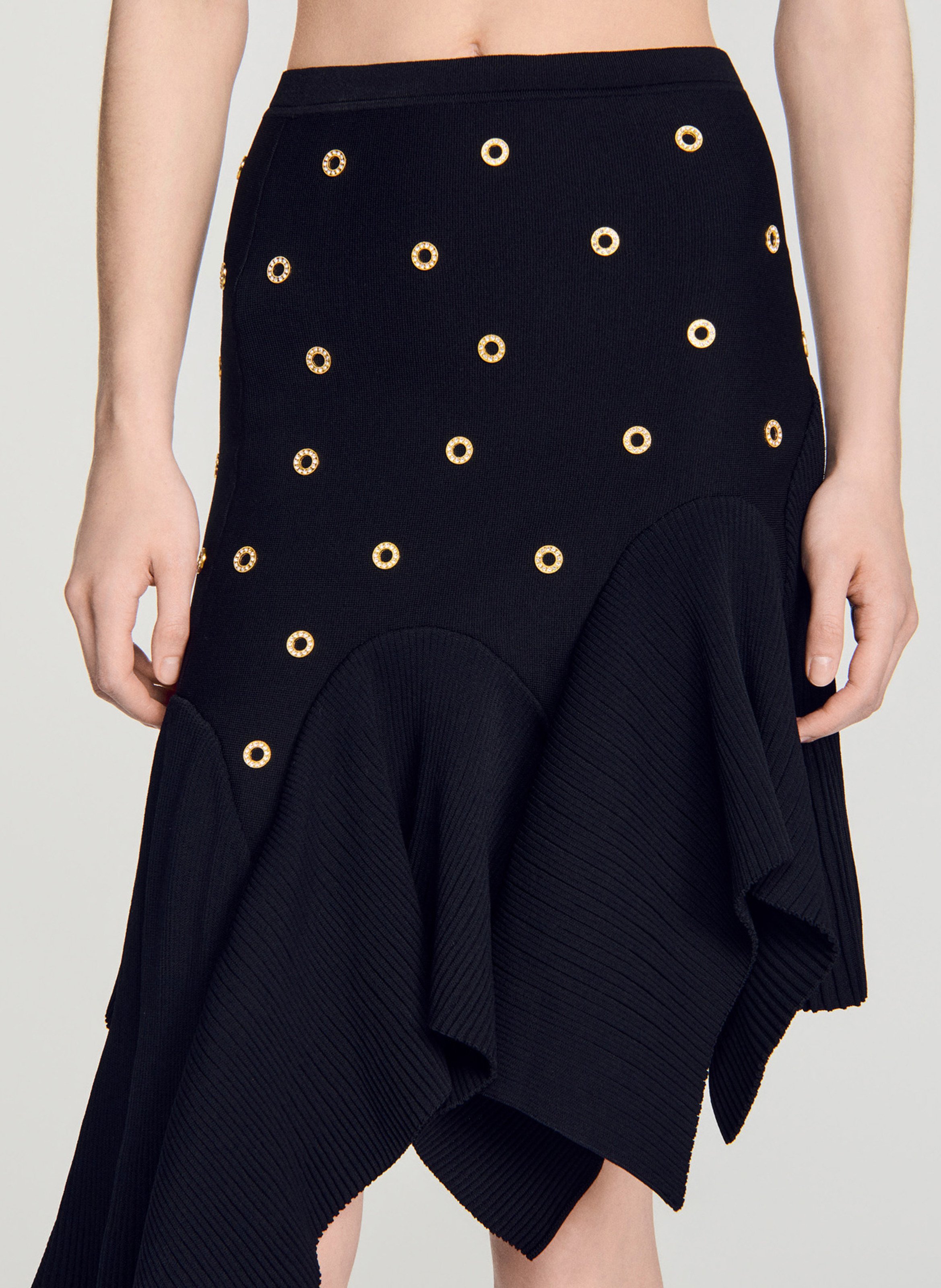 Lange, asymmetrische rok SANDRO Zwart