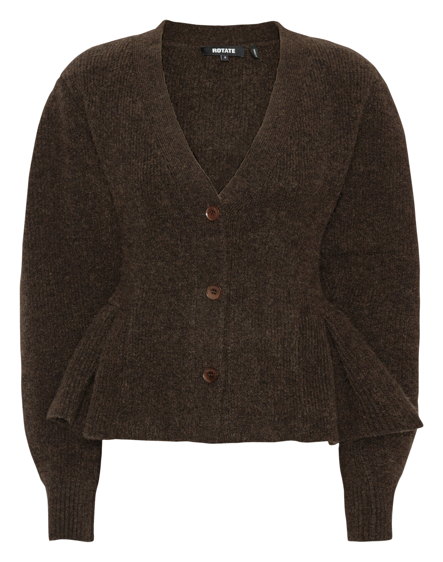 Peplum Cardigan ROTATE Brown