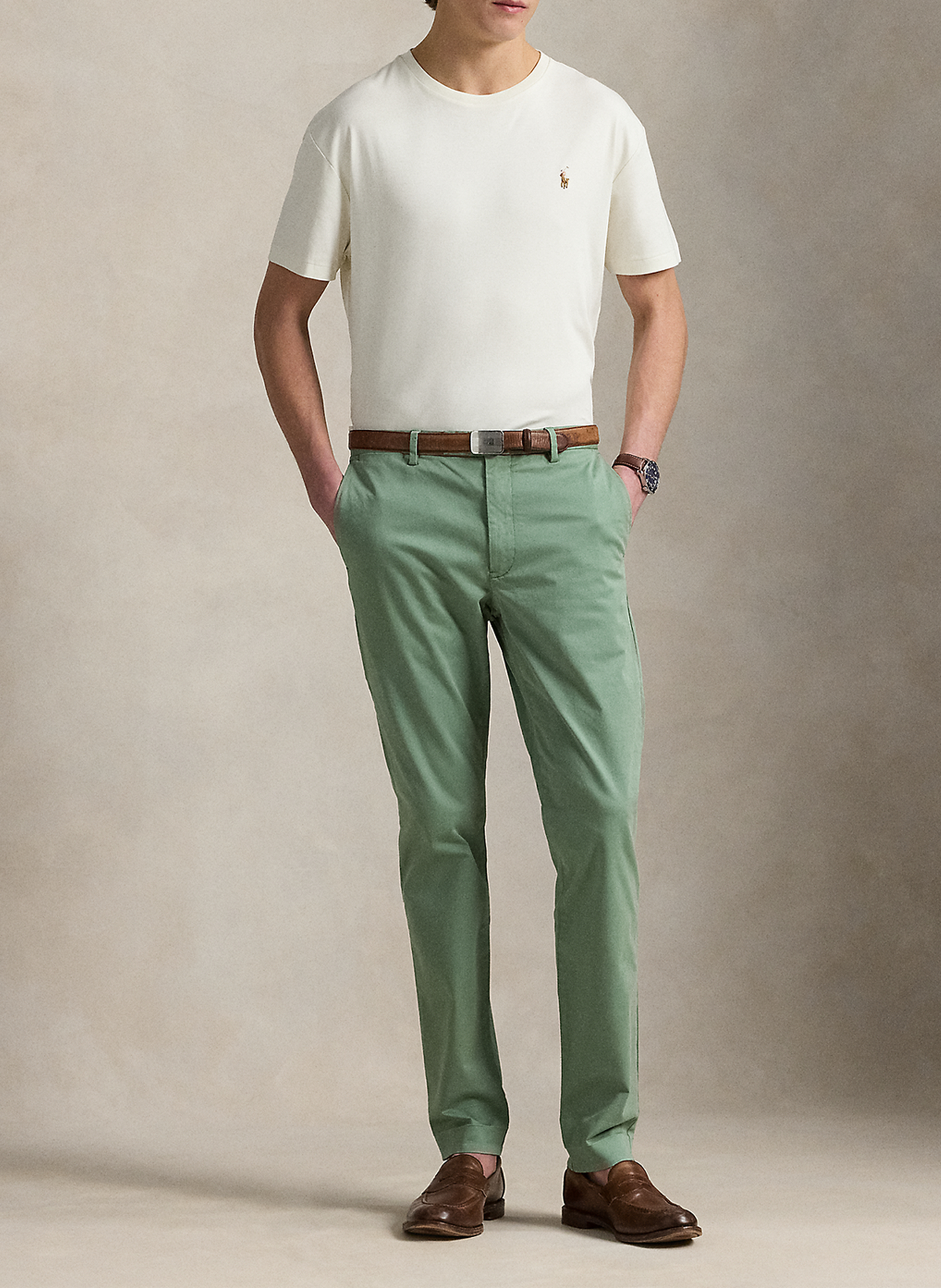 Rundhals-T-Shirt aus Pima-Baumwolle mit Pony Player, Slim Fit POLO RALPH LAUREN Beige