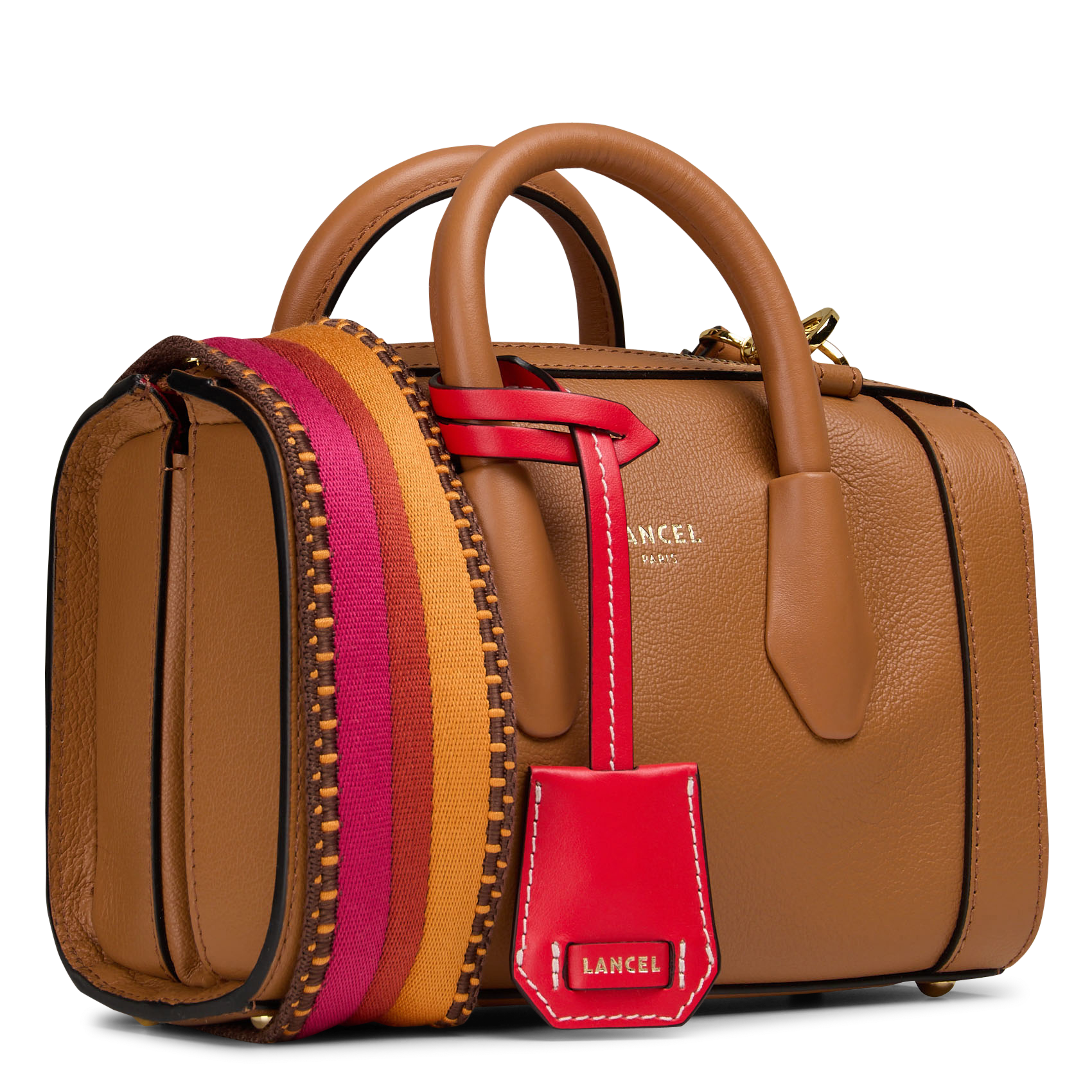 Bowlingtas van nerfleer met rits LANCEL Beige