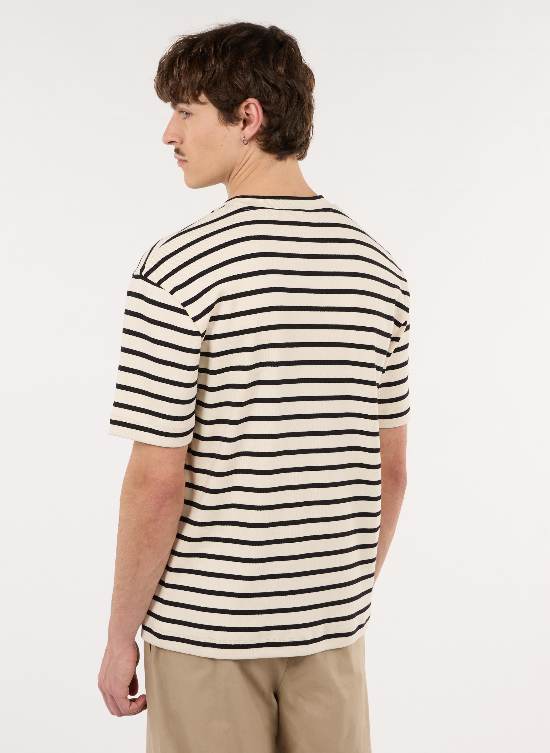 Recht, katoenen T-shirt met ronde hals en strepen SAISON 1865 Beige