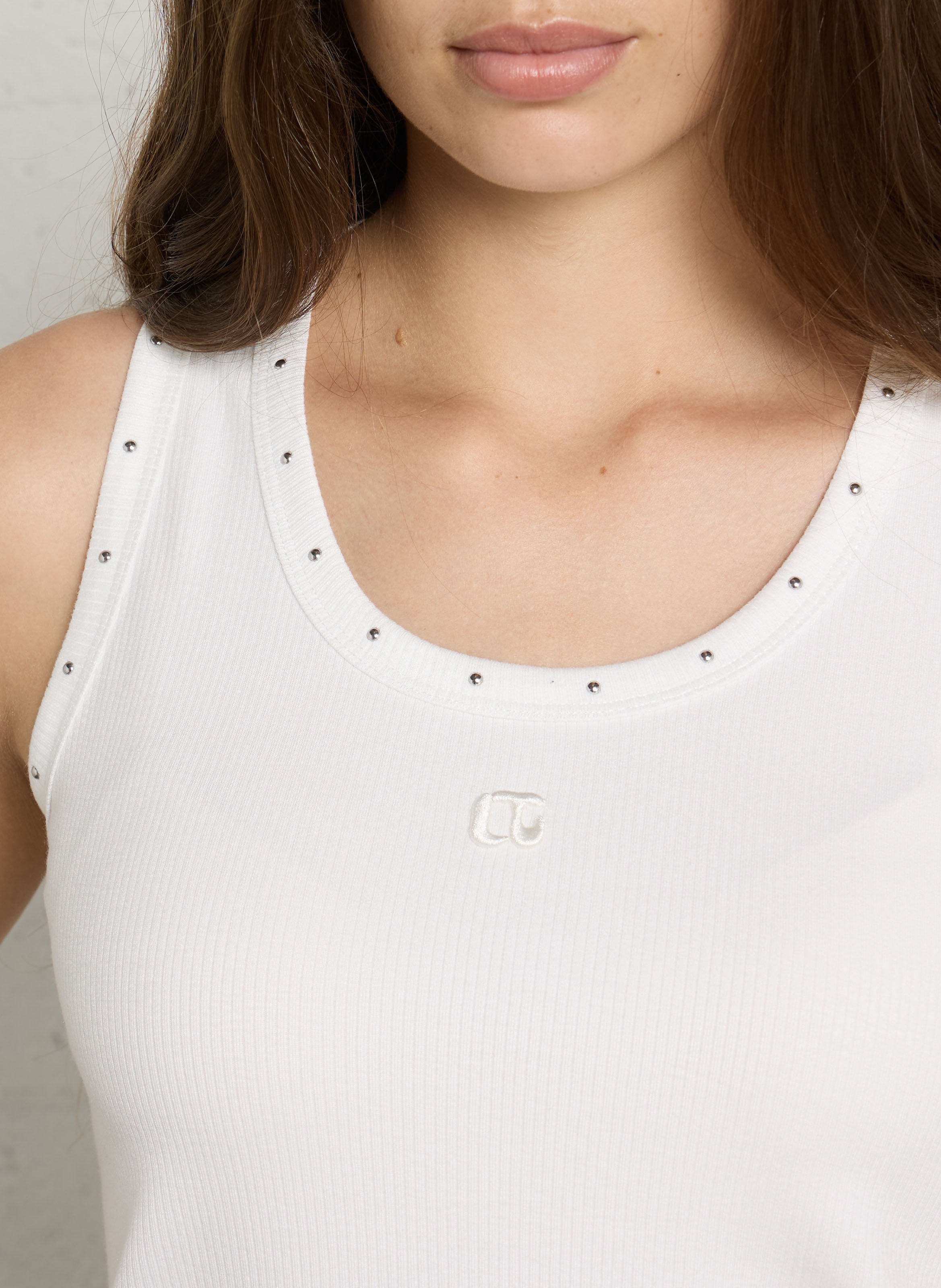 Gerade geschnittenes Tanktop mit Rundhalsausschnitt LE TEMPS DES CERISES Weiss