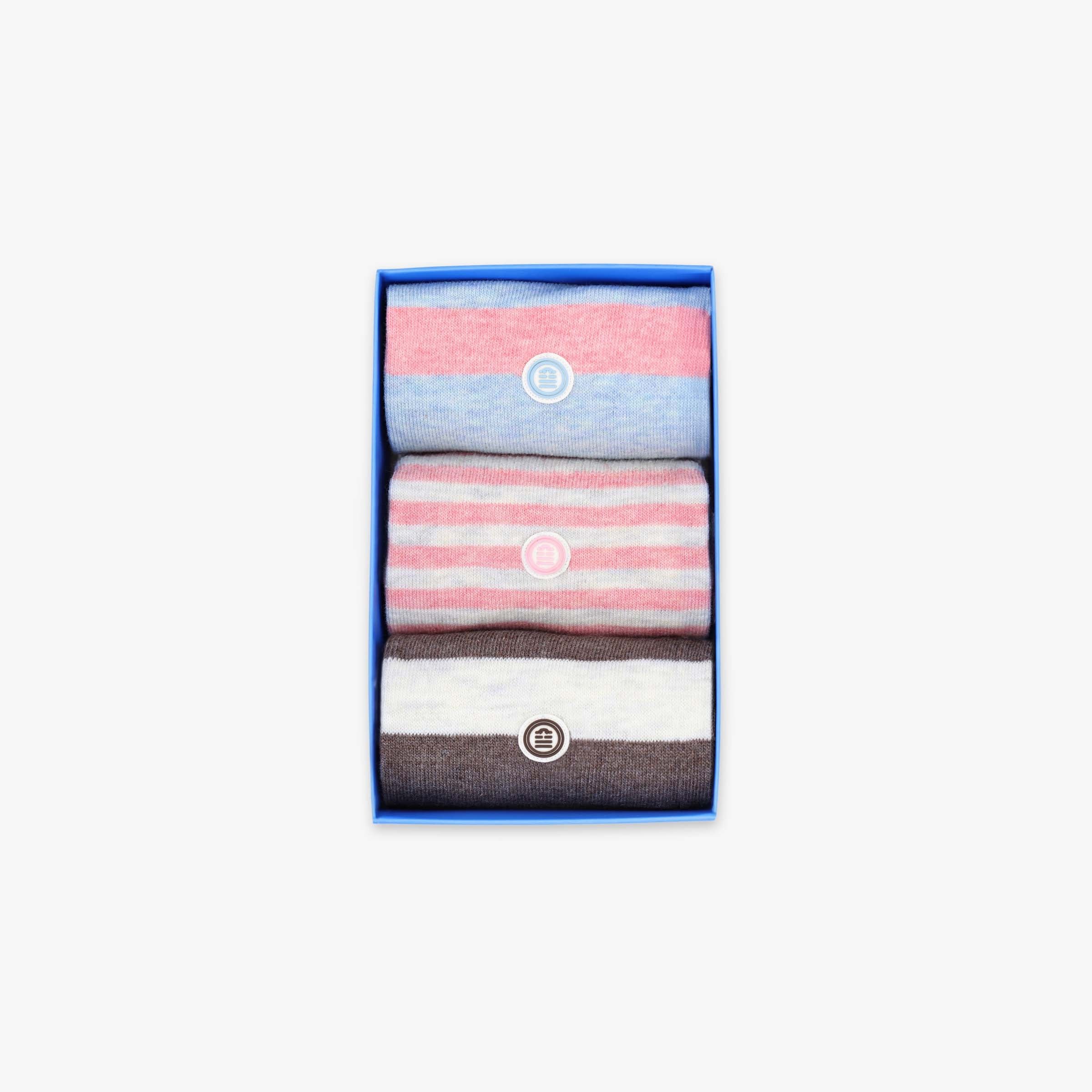 Pack of 3 pairs of plain and striped socks SERGE BLANCO Multicolored