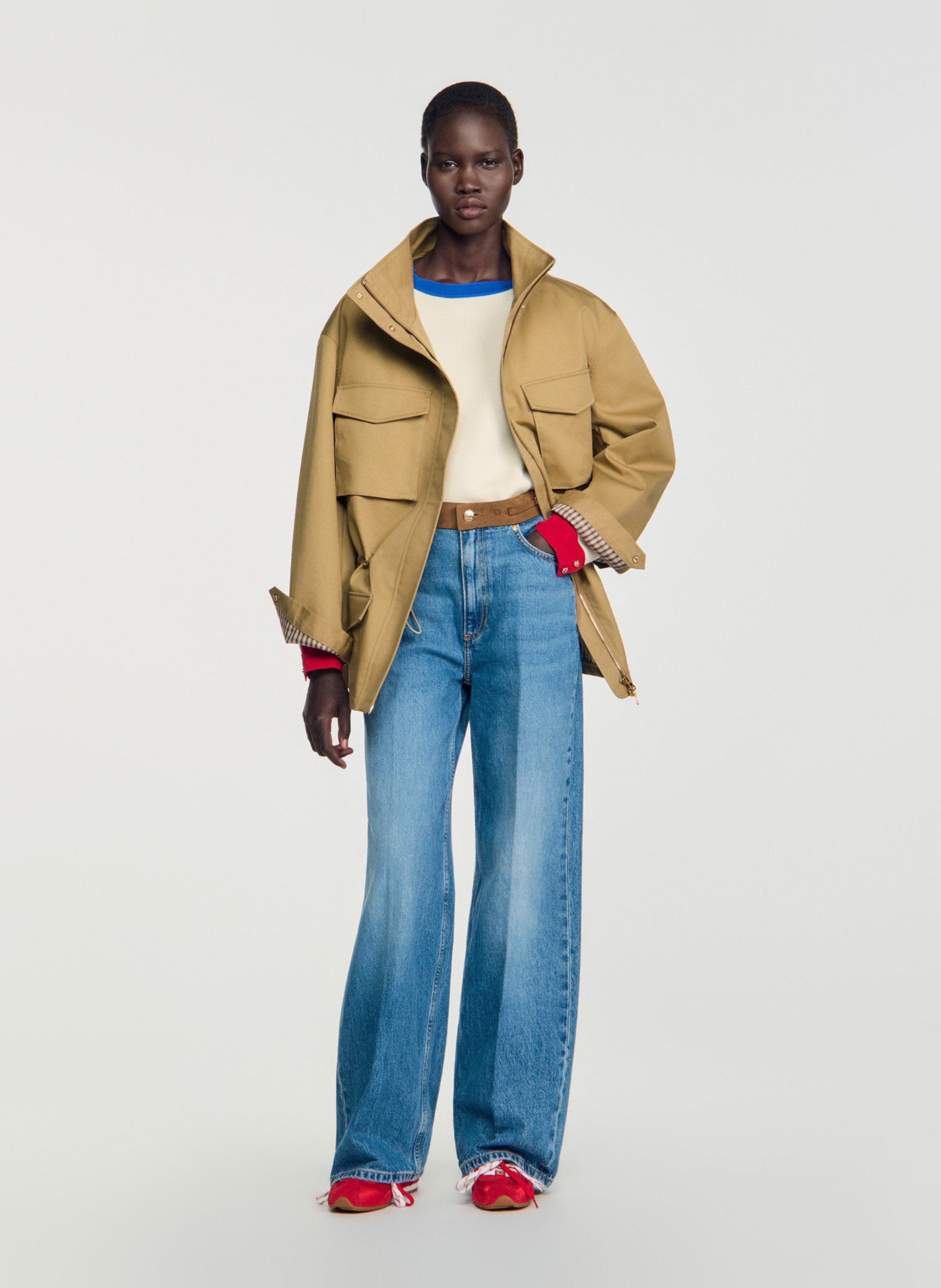 Jean large en coton SANDRO Bleu