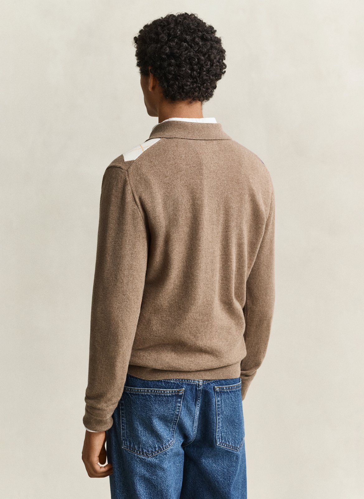 Pull droit col polo en laine GANT Marron