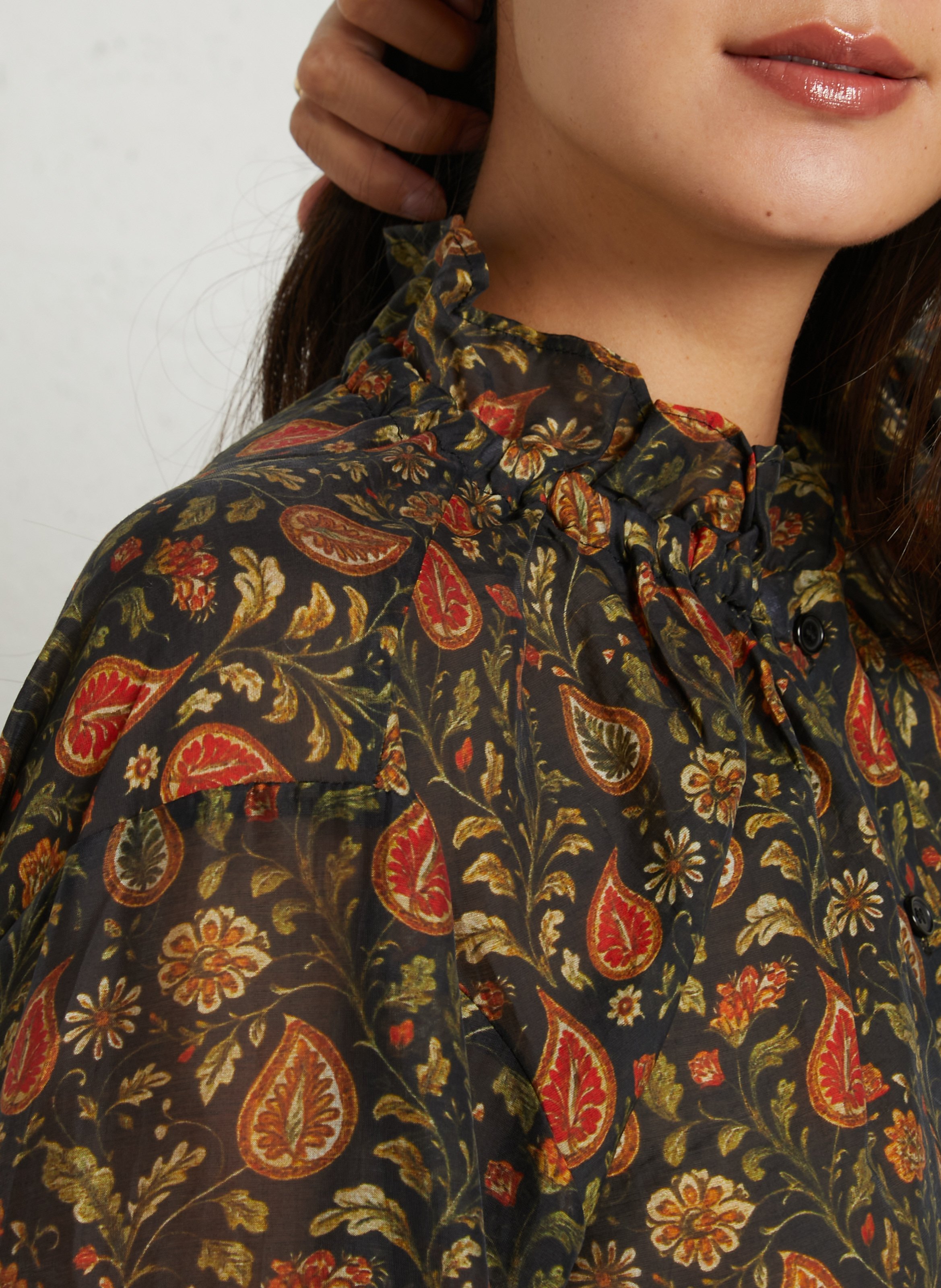 Blouse ample à imprimé fleuri THE KORNER Noir