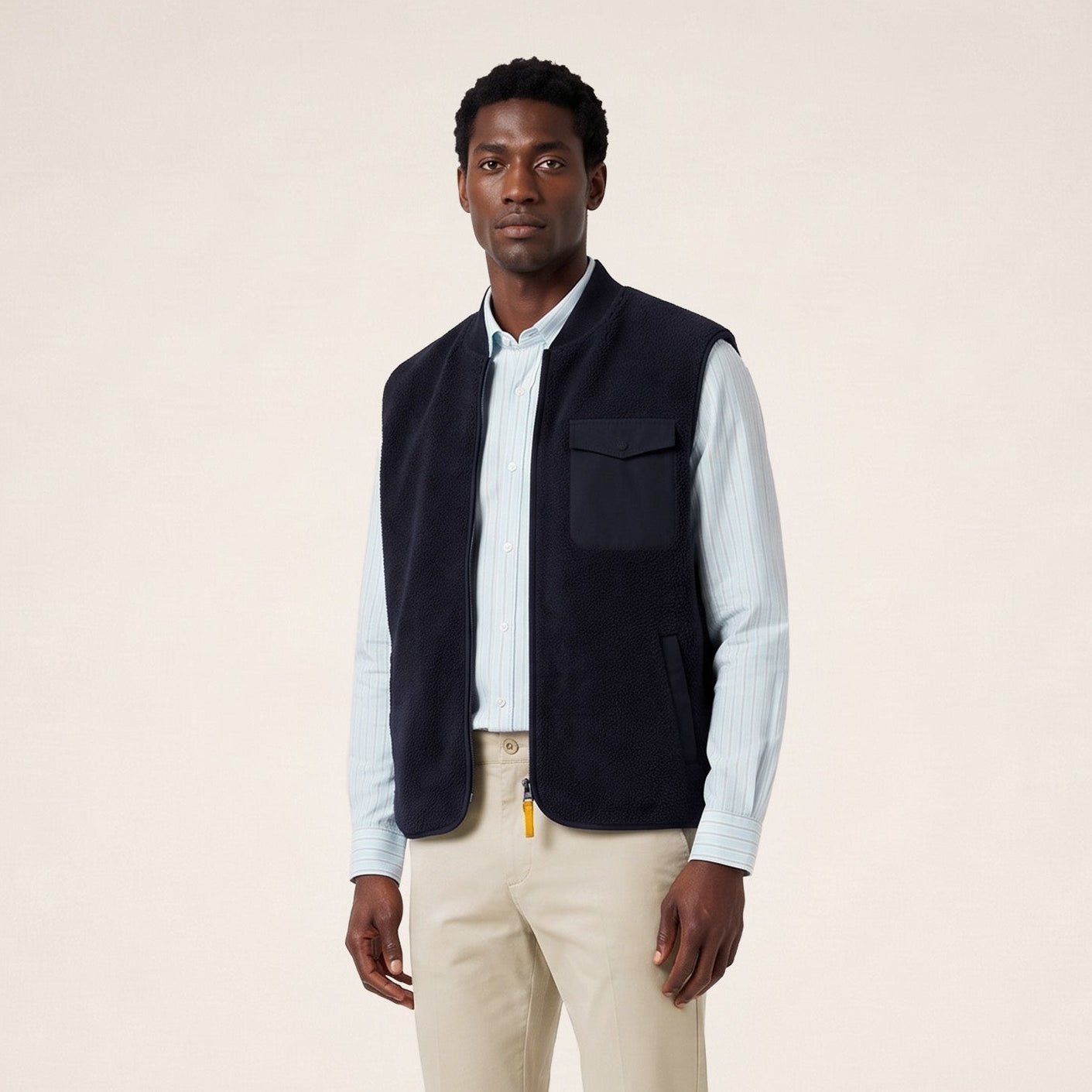 Navy blue sleeveless MARCEL fleece vest SERGE BLANCO Blue