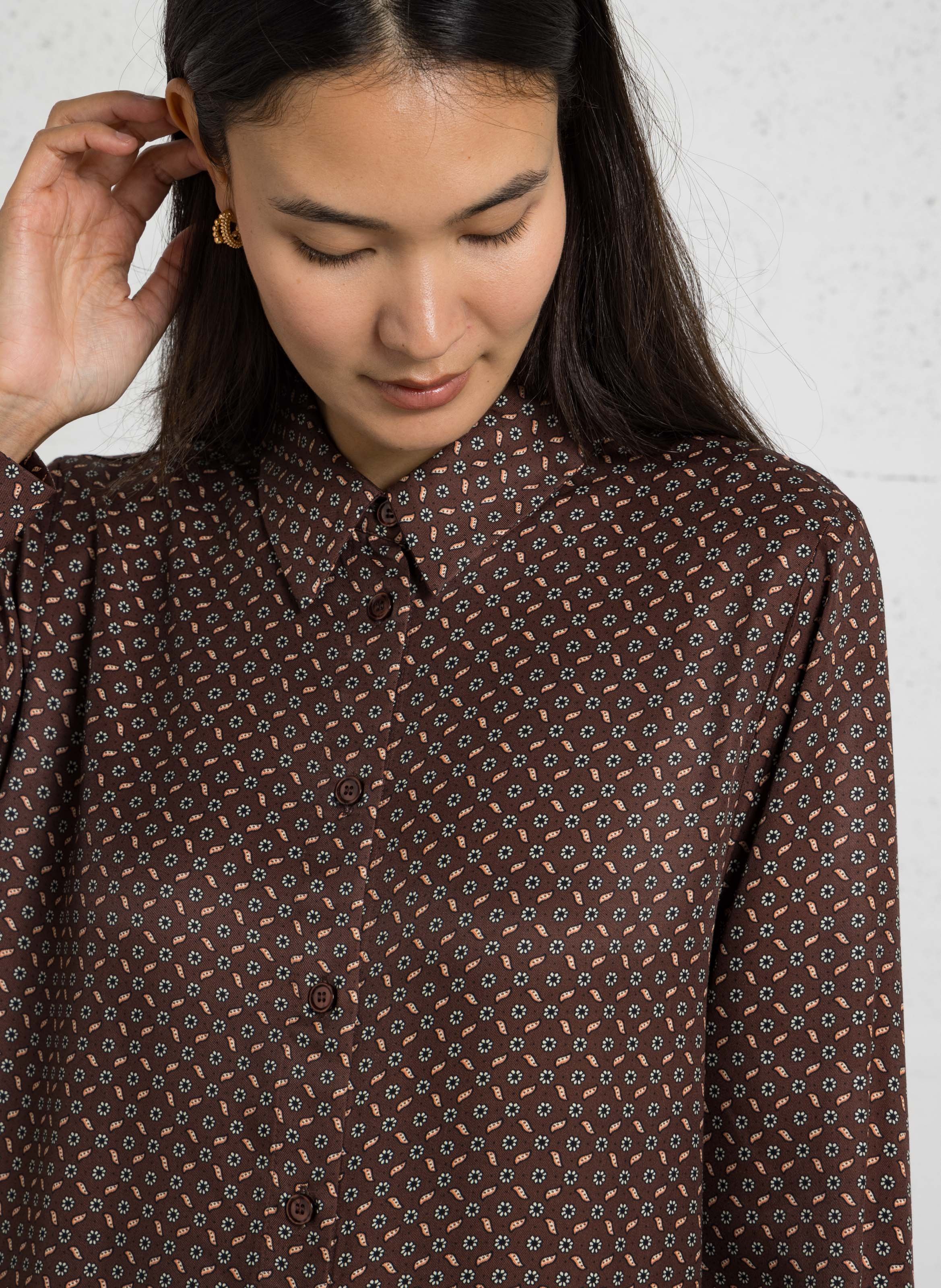 Robe courte imprimée DES PETITS HAUTS Marron