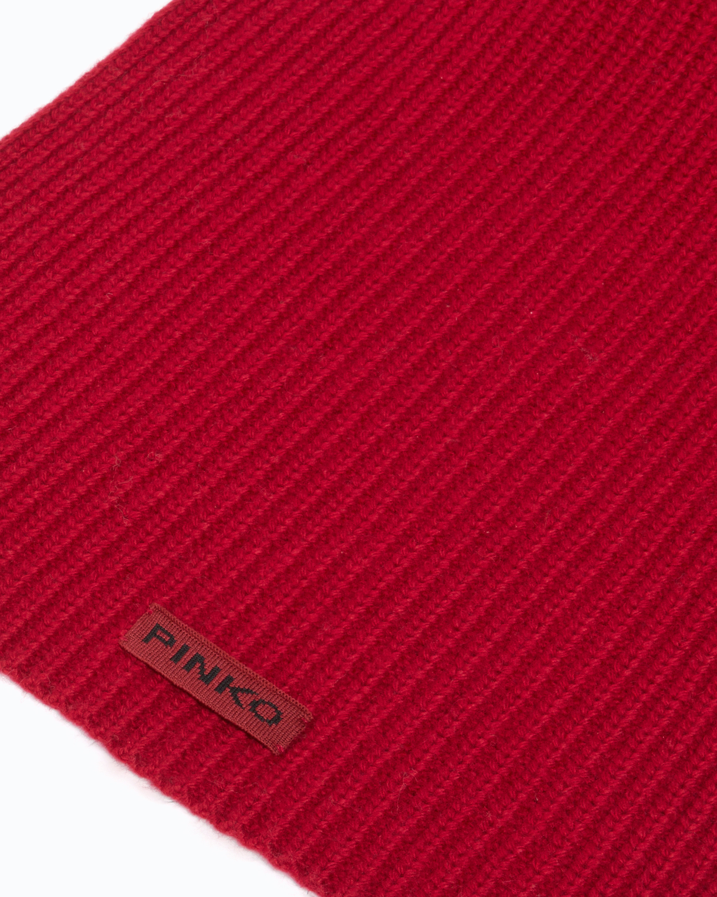 Ribbed wool and cashmere scarf PINKO Red
