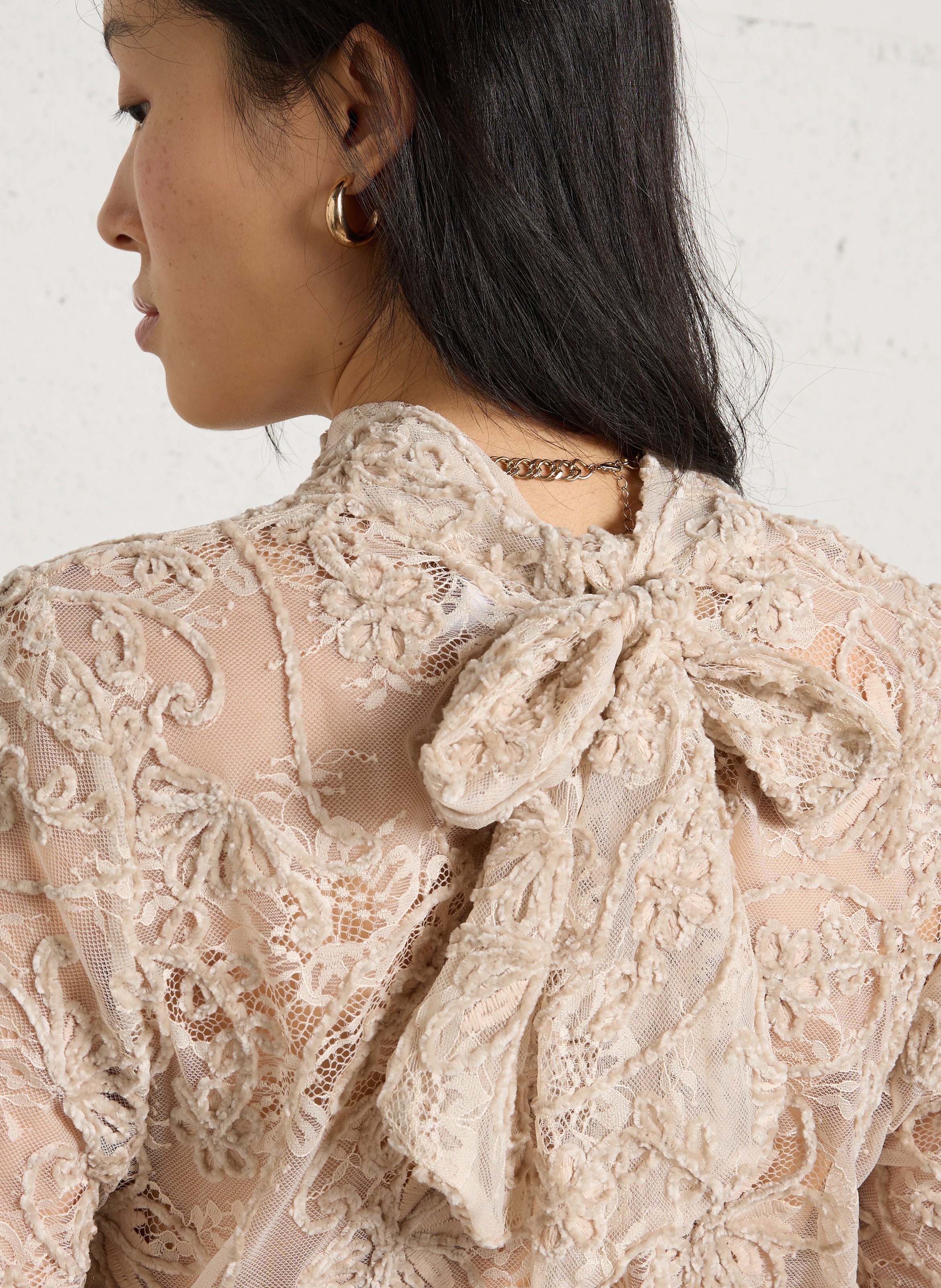 Top droit à dentelle IMPERIAL Beige