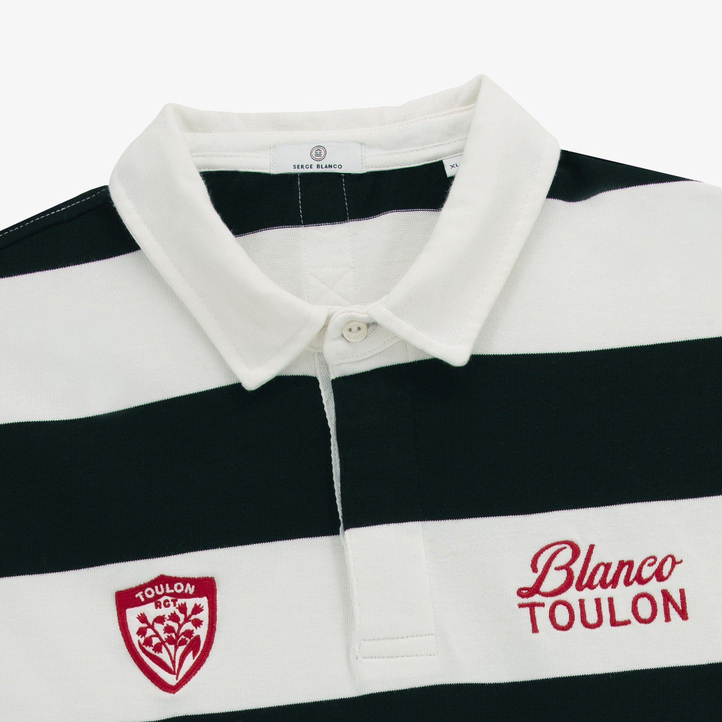 Long-sleeved striped cotton rugby polo shirt SERGE BLANCO Black