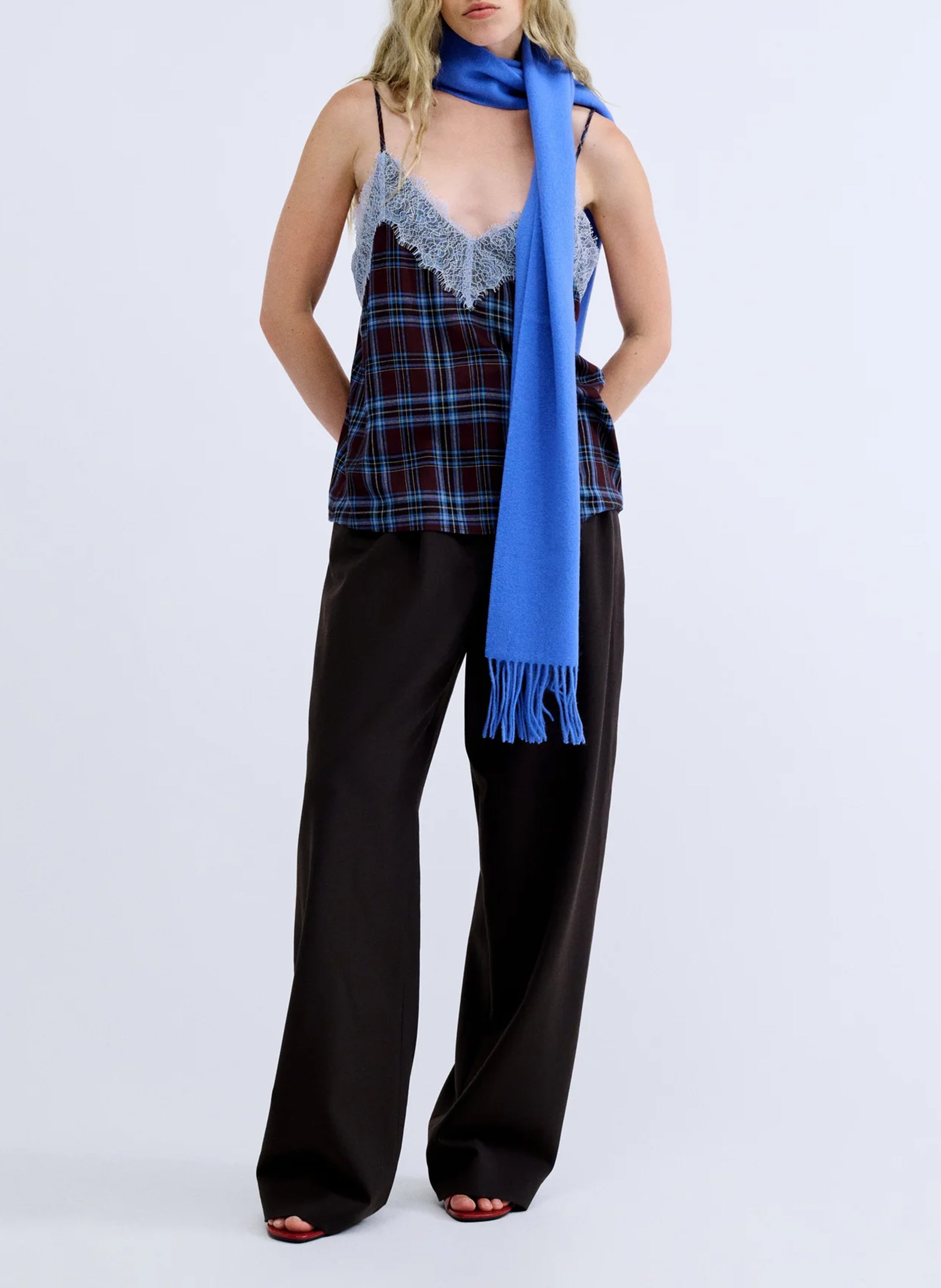 Checked V-neck camisole LOVE STORIES Grey