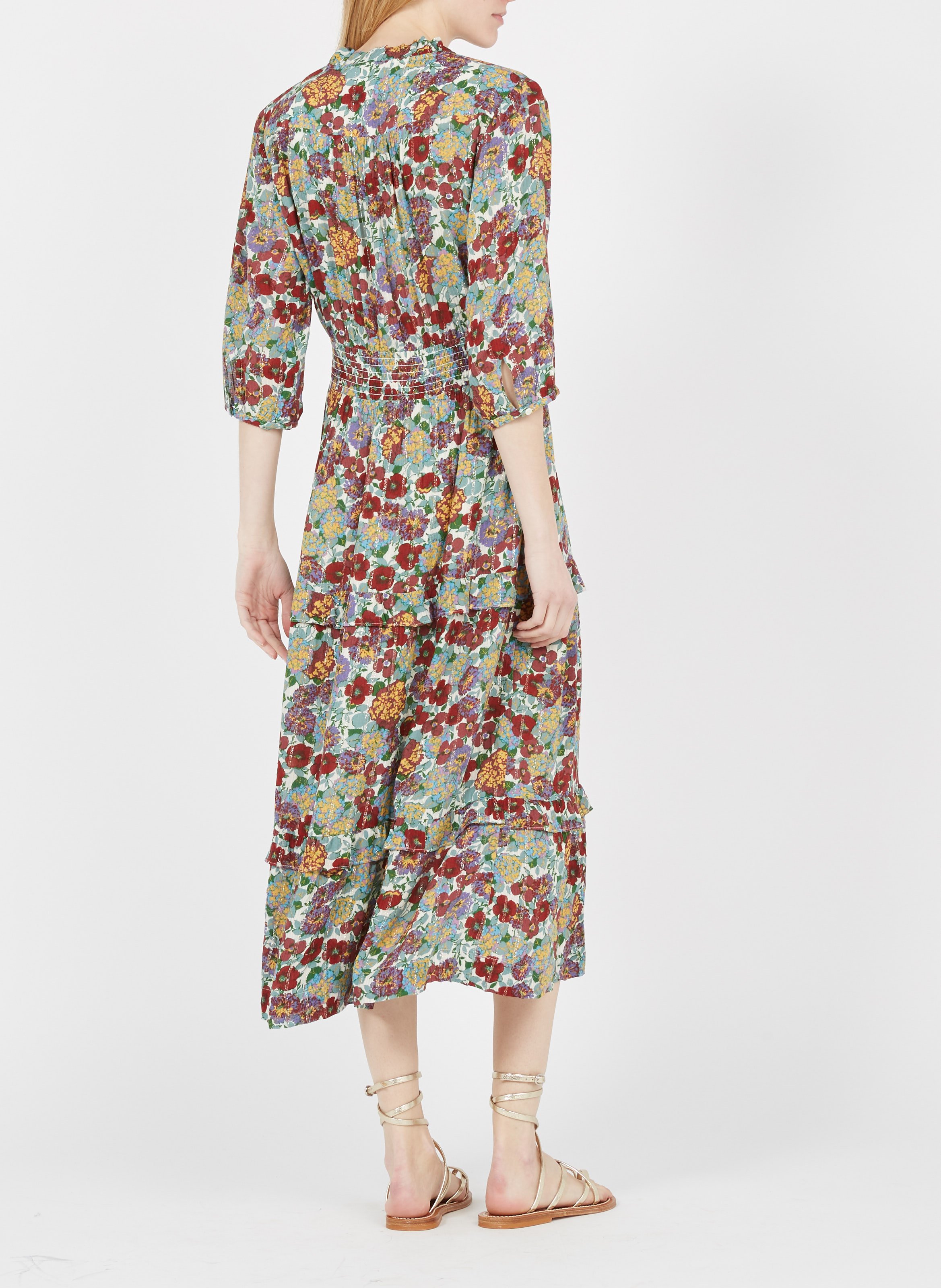 Metallic leather flat sandals K JACQUES Golden