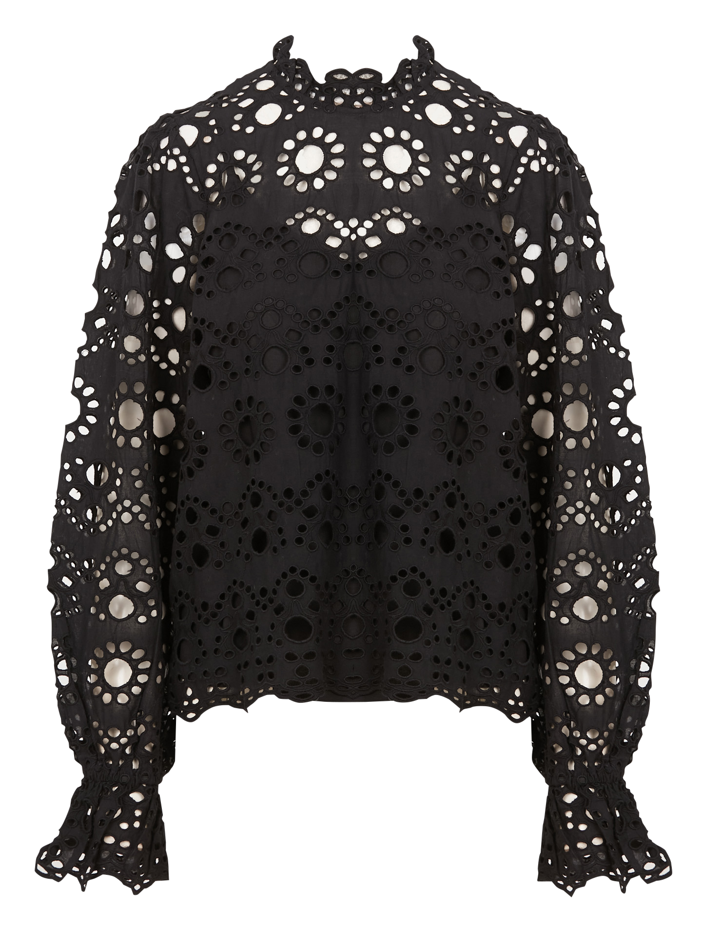 Top droit col montant en coton biologique VILA Noir