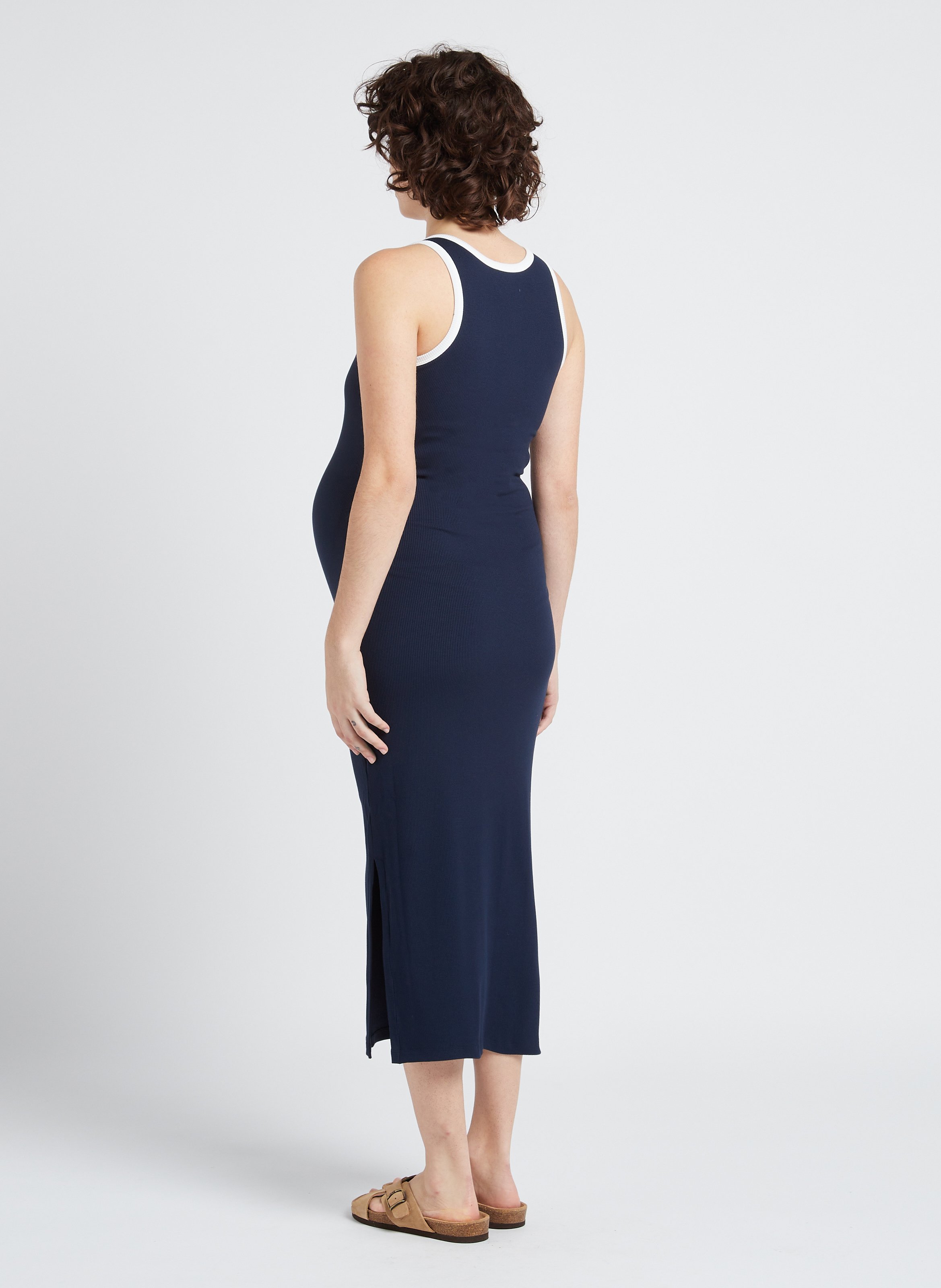 Fitted midi dress with round neckline SERAPHINE Blue