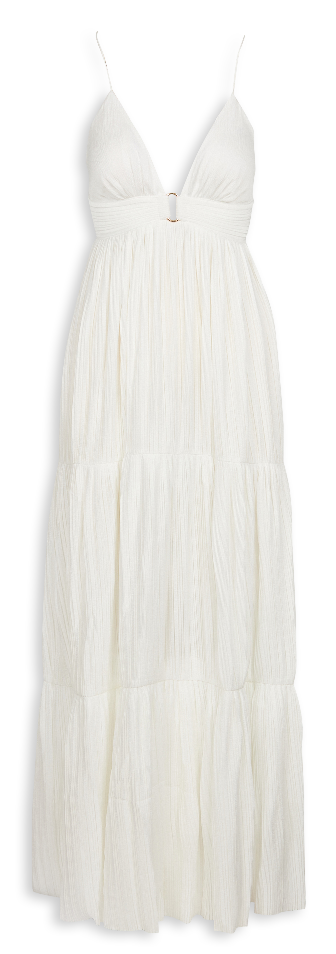 Robe longue col V plissée BA&SH Blanc