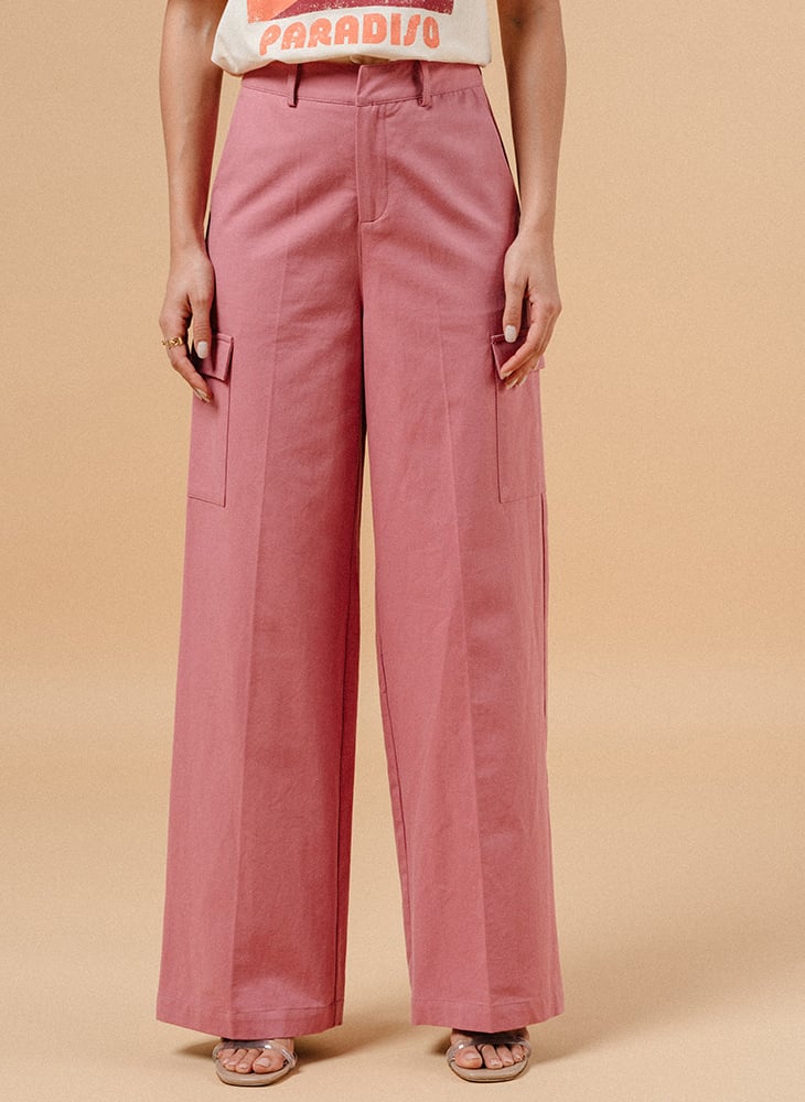 High-rise straight-leg cotton pants GRACE ET MILA Purple