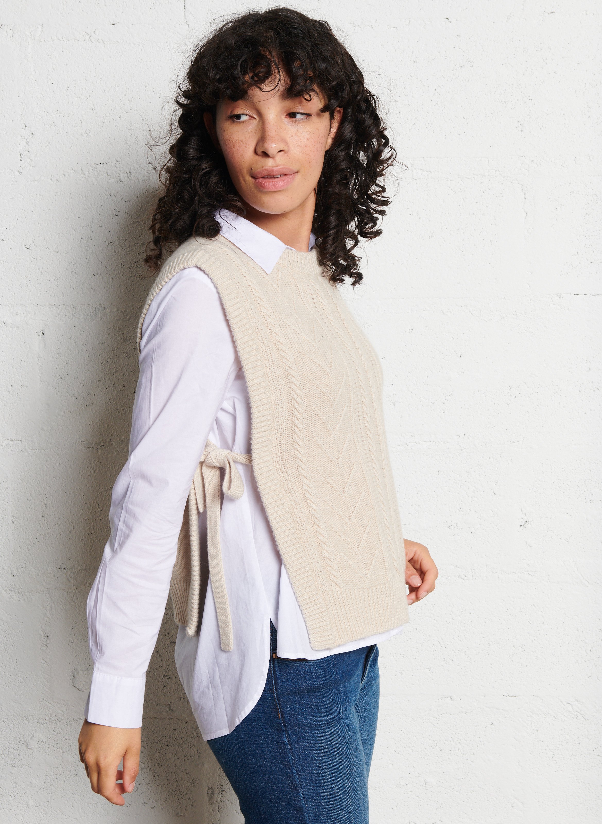 Tricot trui met ronde hals SUZIE WINKLE Beige