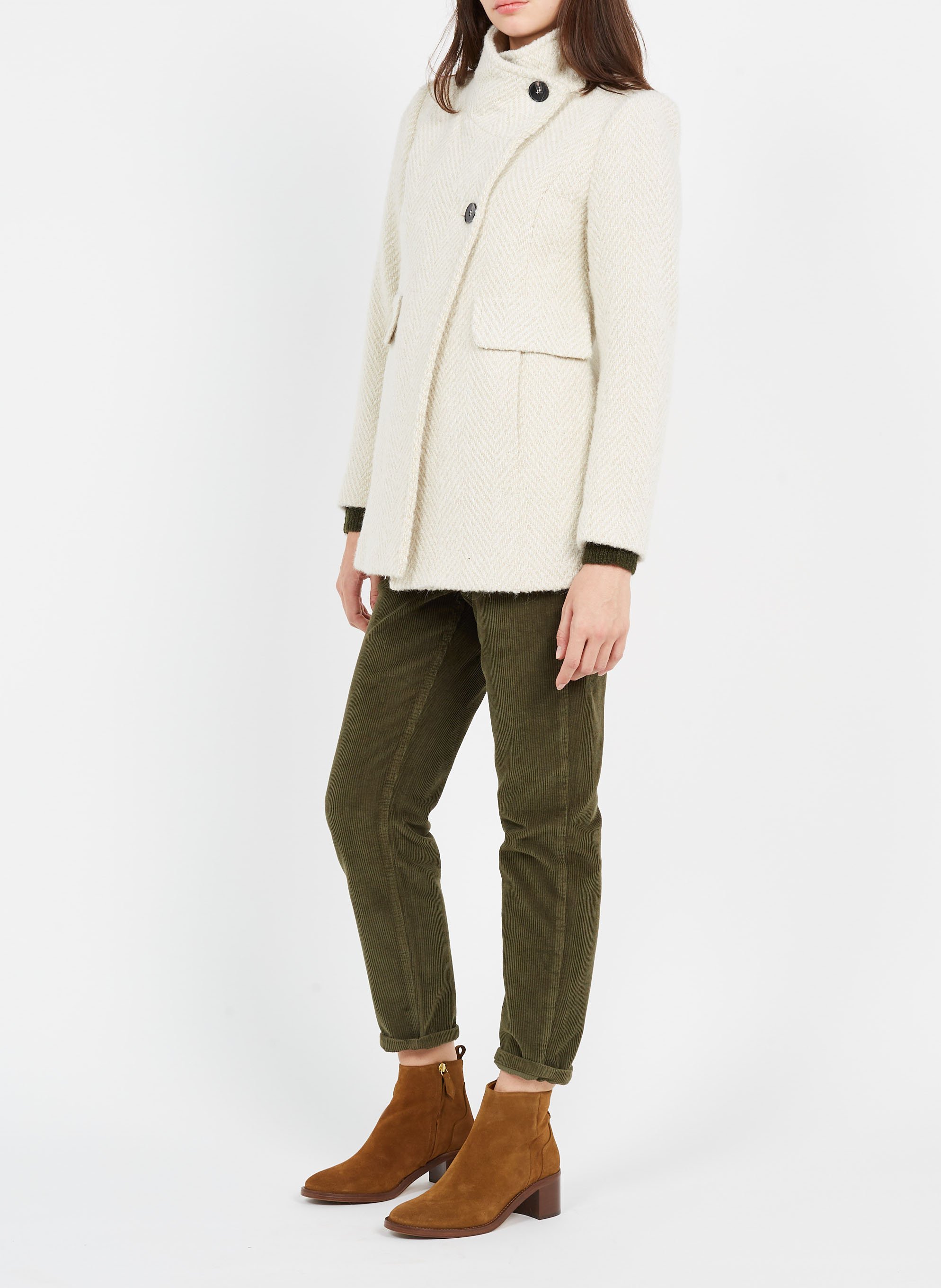 Manteau col montant CAROLL Beige